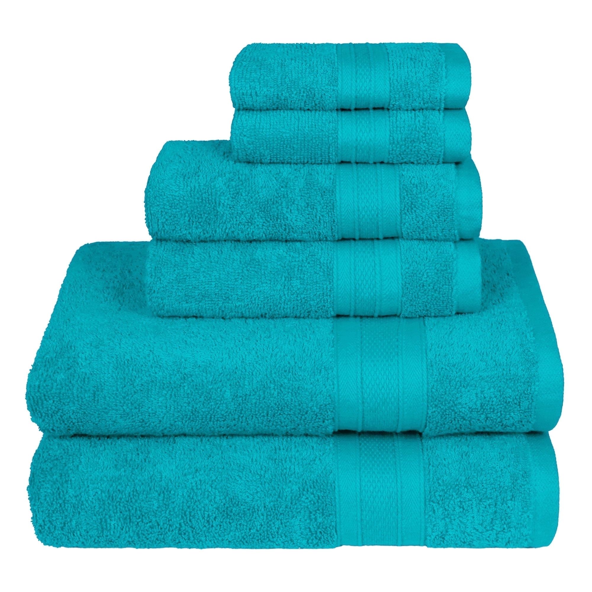 Teal Cotton Plush 6-Piece Towel Set