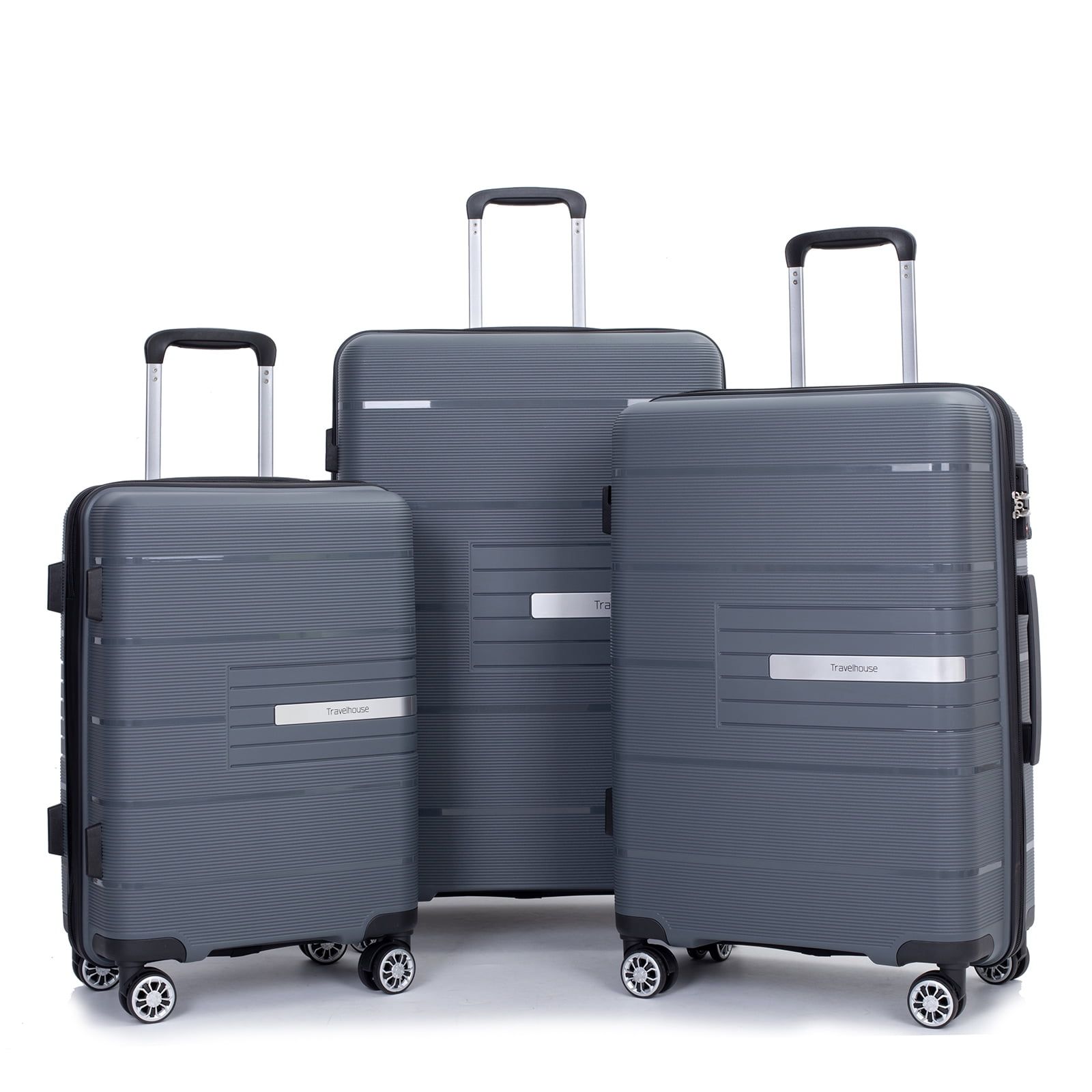 Gray Diamond Pattern 3-Piece Hardshell Spinner Luggage Set