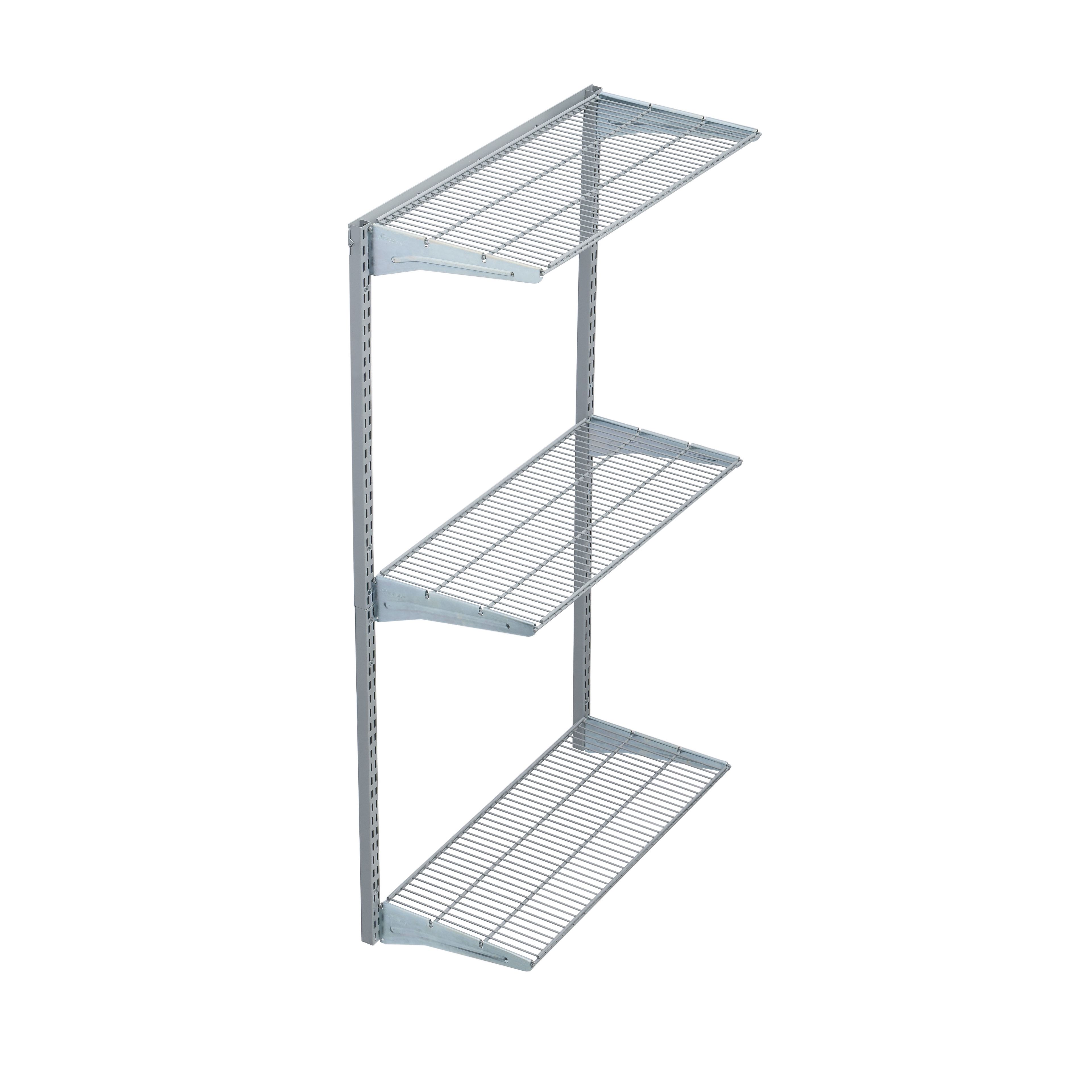 Epoxy Coated Gray 3-Tier Heavy-Duty Wall Mount Shelving Unit