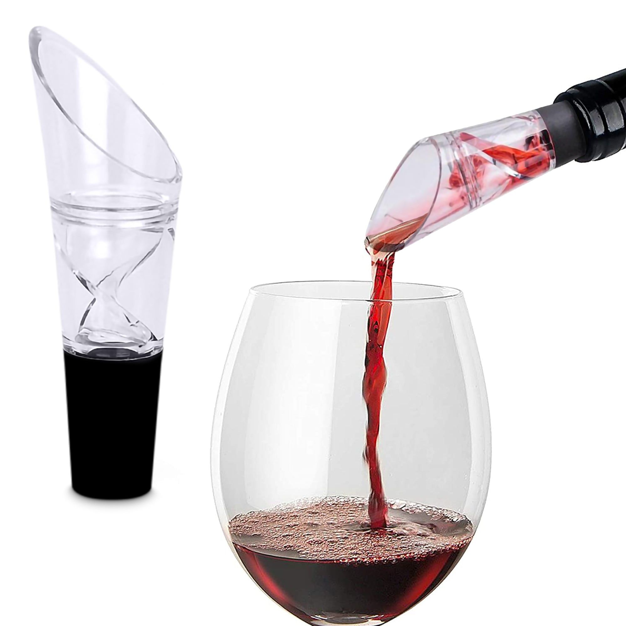 Trovety 360-Degree Acrylic Wine Aerator Pourer with Black Silicone Stopper