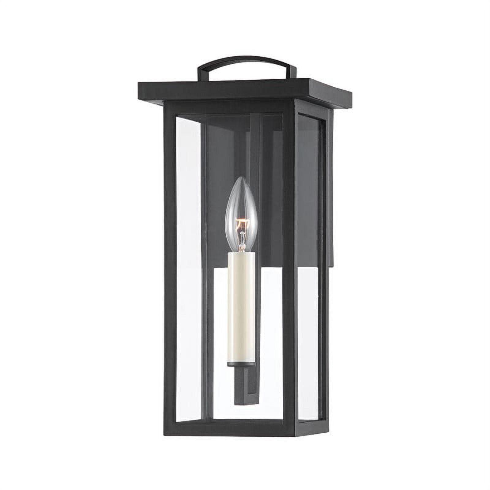 Black Glass Outdoor Wall Sconce with Clear Shade