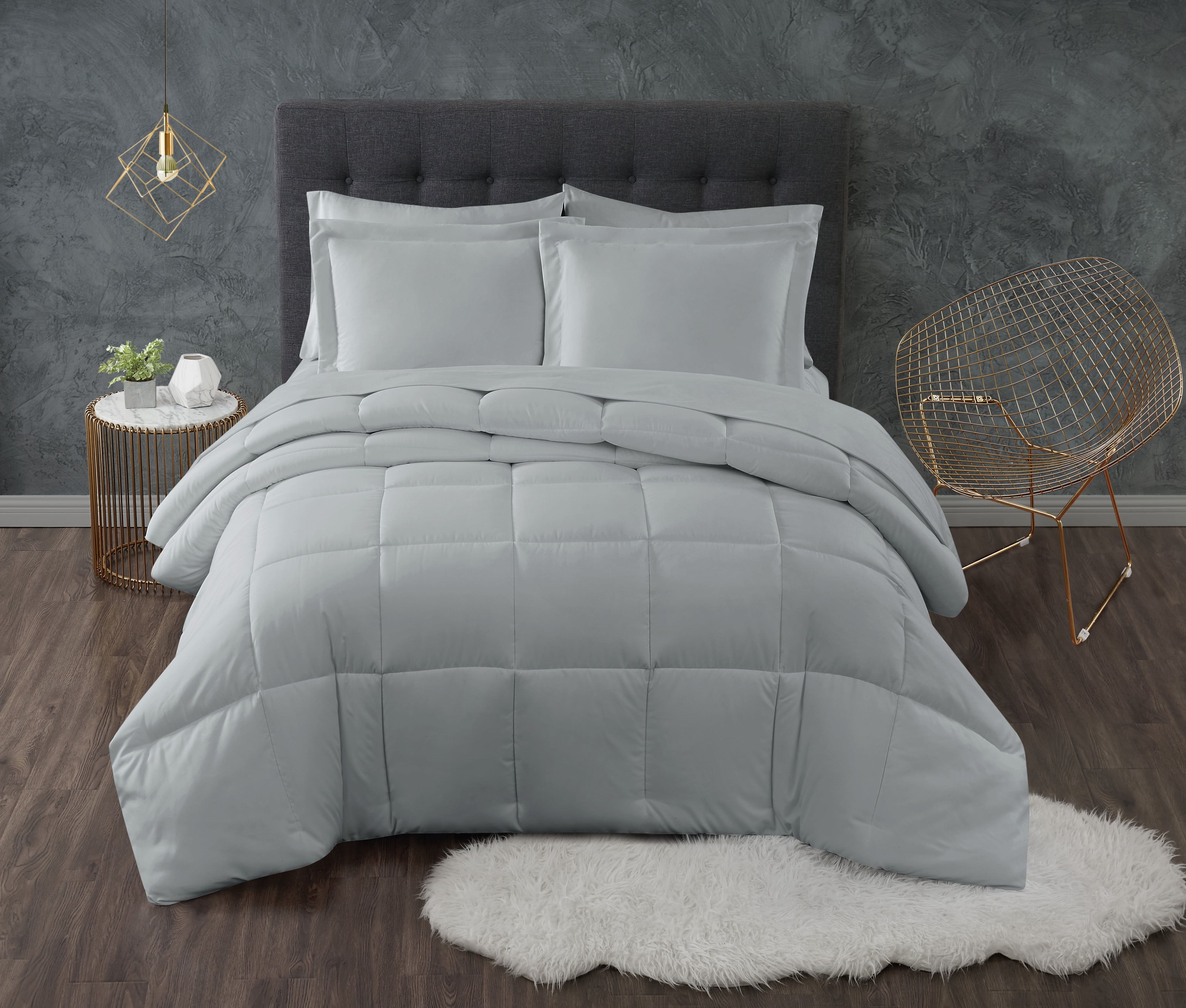 Twin Gray Down Alternative Microfiber Comforter Set