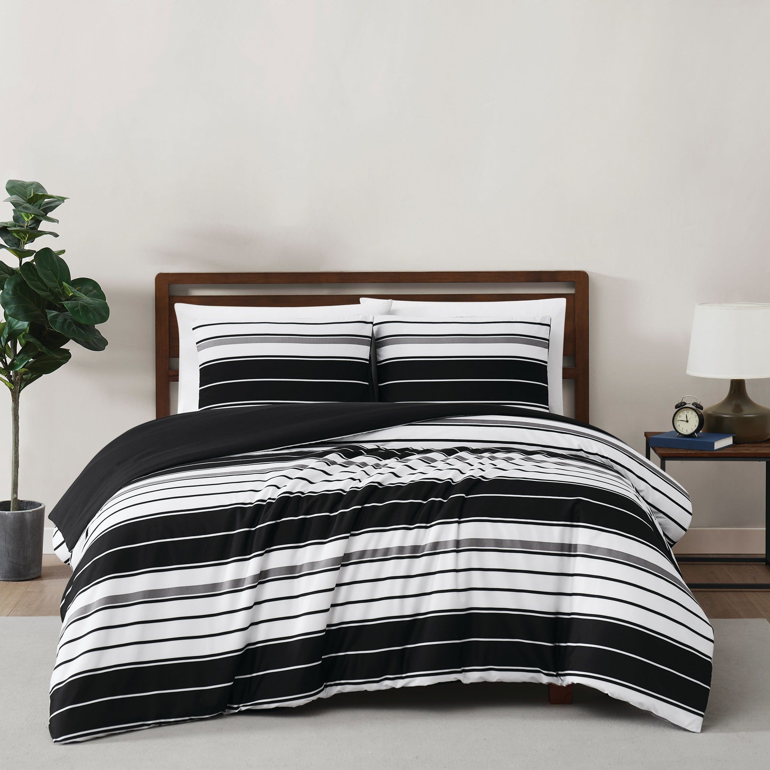 Twin Black Microfiber Comforter and Sham Set