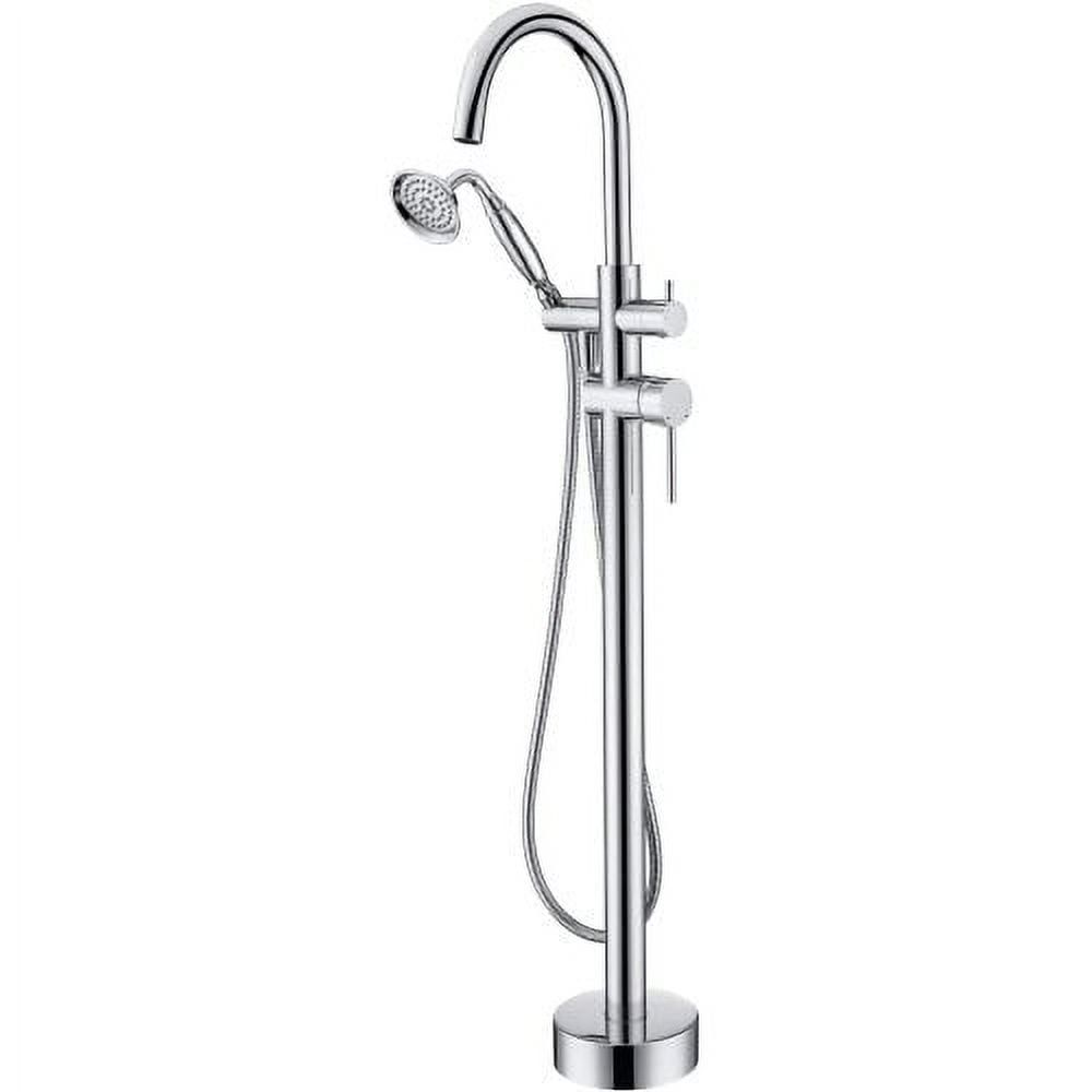 Chrome Freestanding Bathtub Faucet with Hand Shower