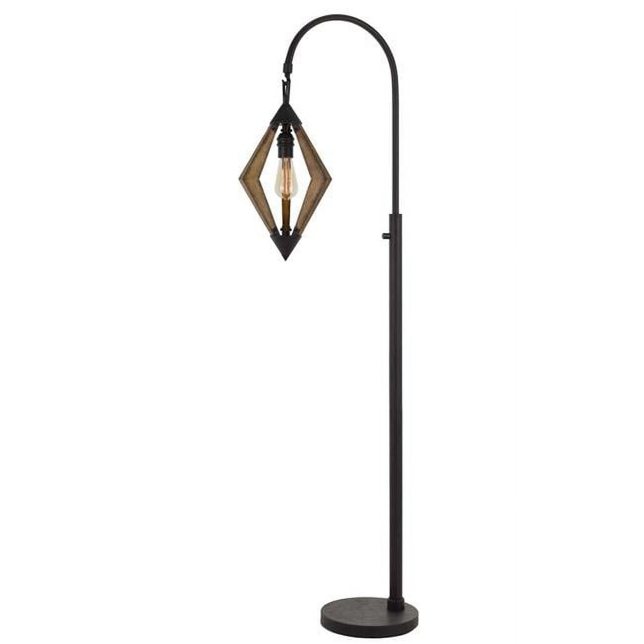 Edison Adjustable Black Metal and Wood Floor Lamp