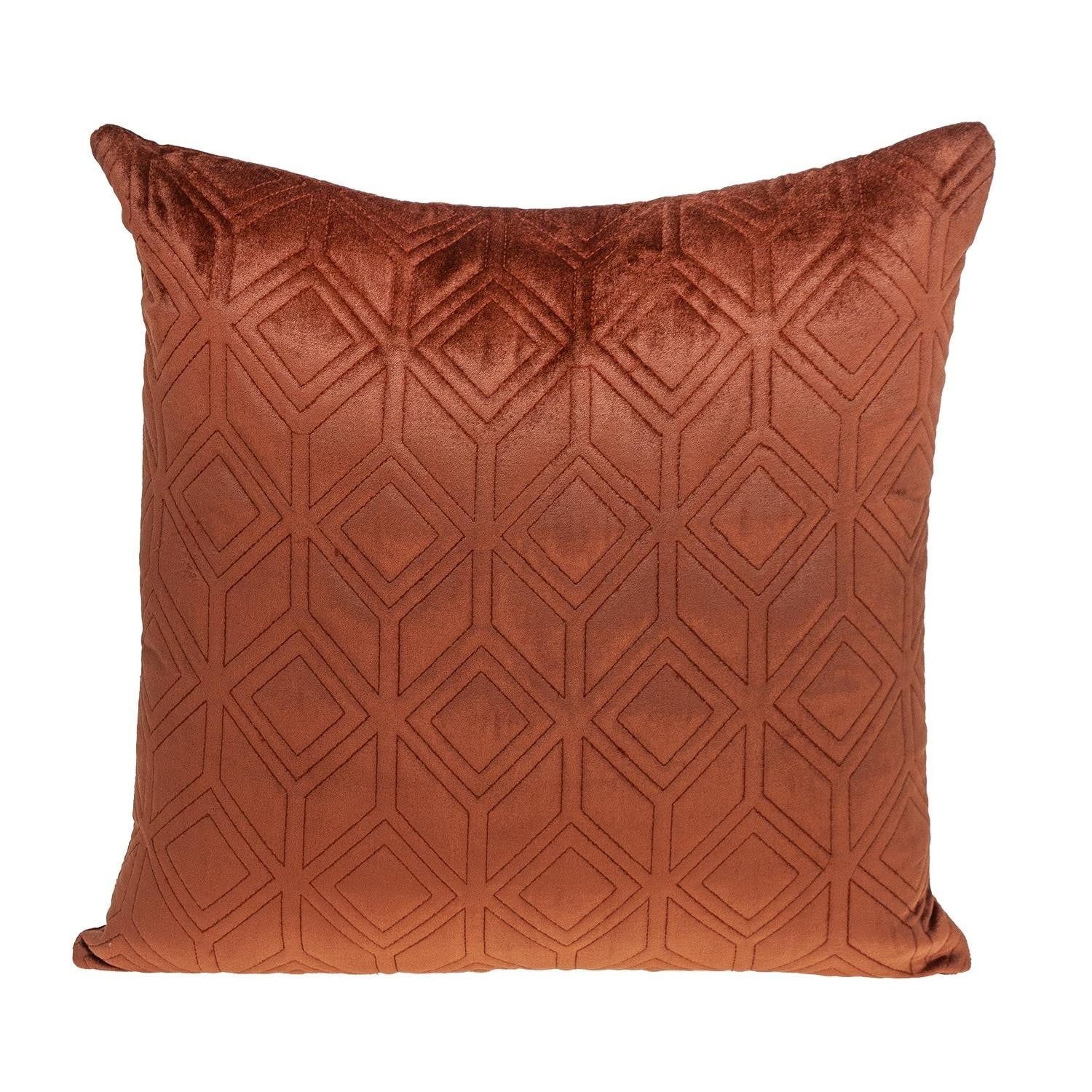 Terra Cotta Velvet Diamond Tufted 20" Accent Pillow