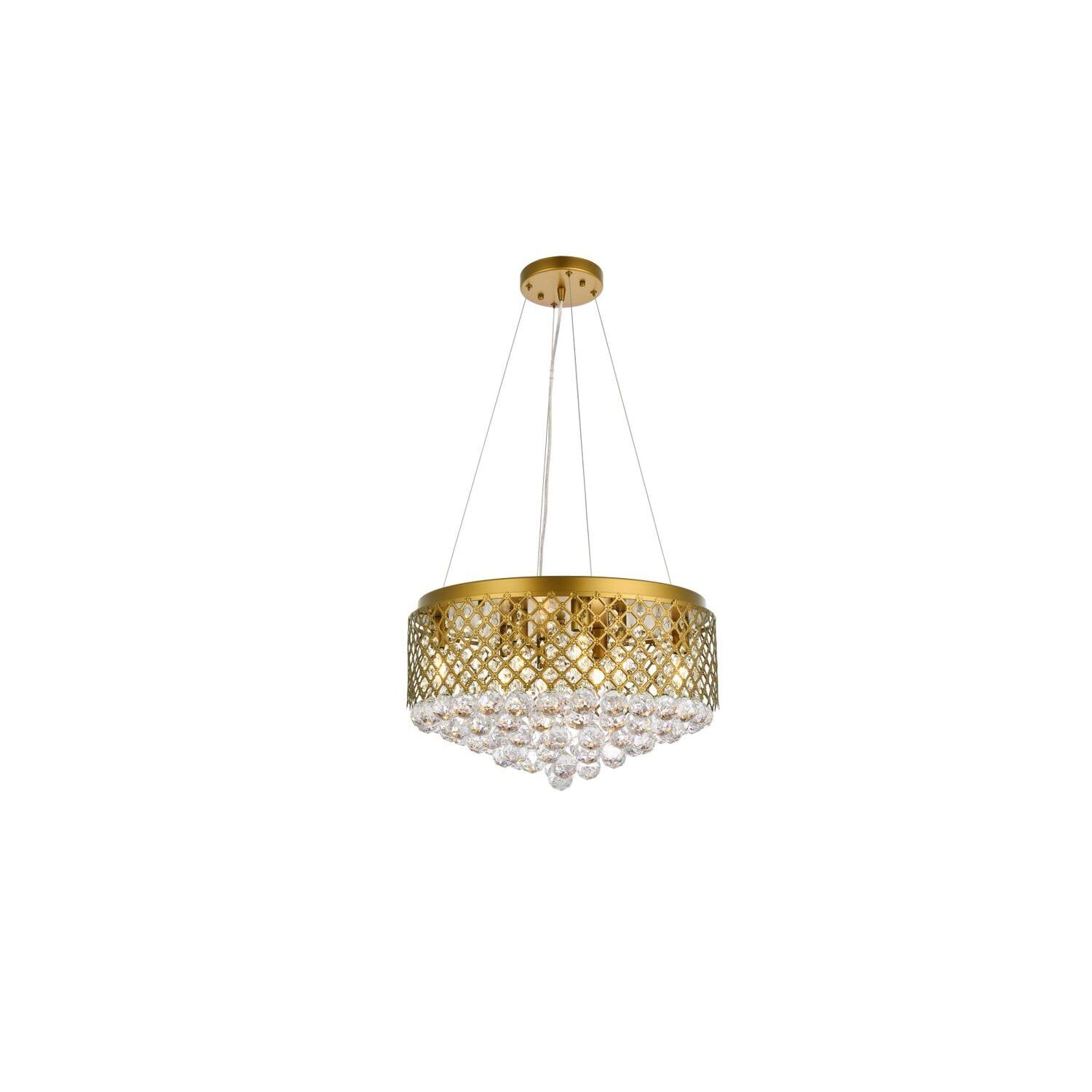 Elegant Lattice Brass Pendant with Crystal Florets and Adjustable Cord