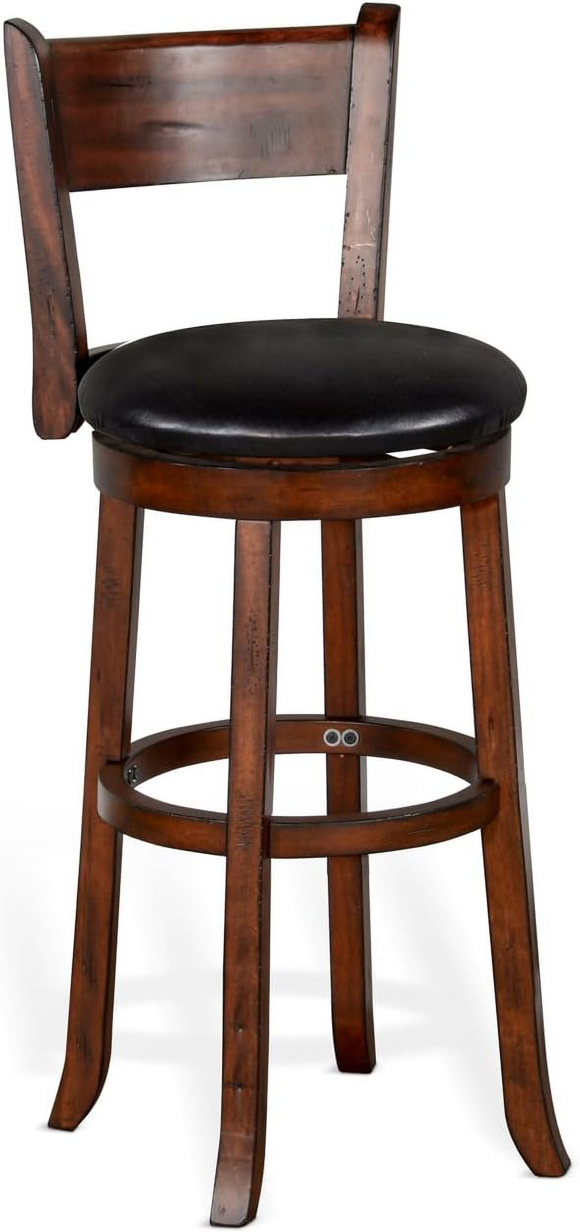 Tuscany Vintage Mocha 30" Swivel Wood Barstool with Cushioned Seat