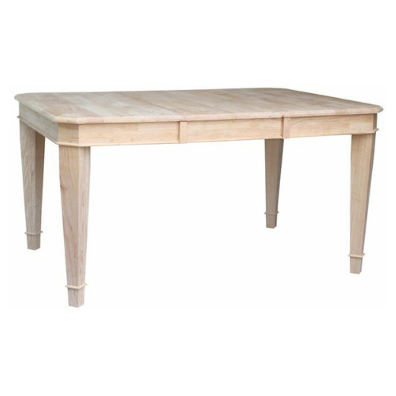 White Wood Extendable Rectangular Dining Table with Tapered Legs