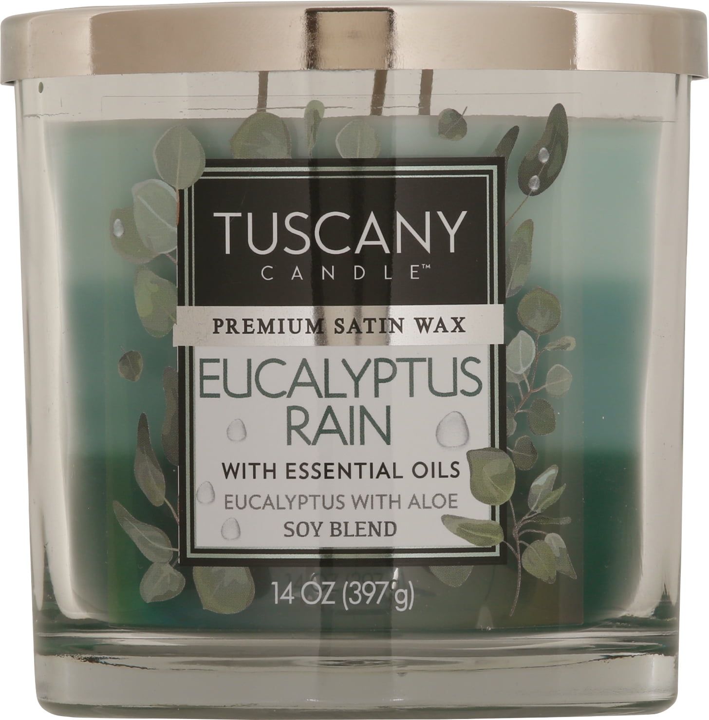 Eucalyptus Rain Scented Soy Jar Candle, 14 oz - Blue