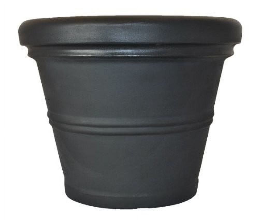 Classic 20" Rolled Rim Black Garden Planter for Indoor & Outdoor