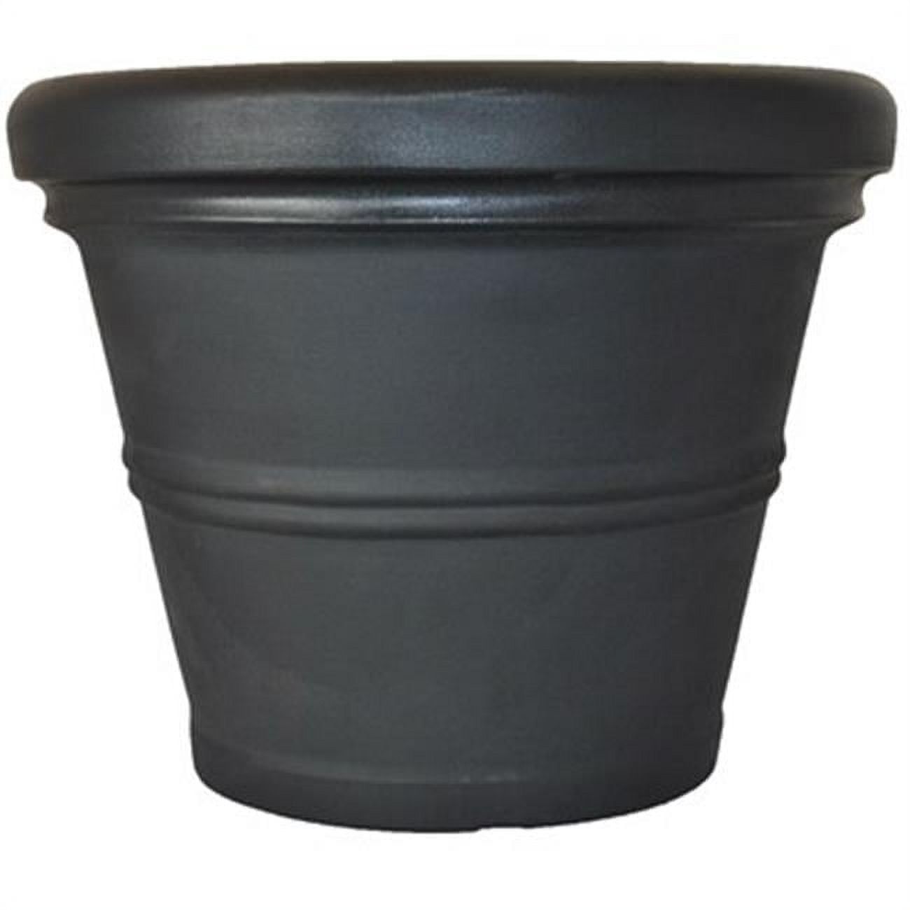 Contemporary 15.5" Round Black Rolled Rim Planter