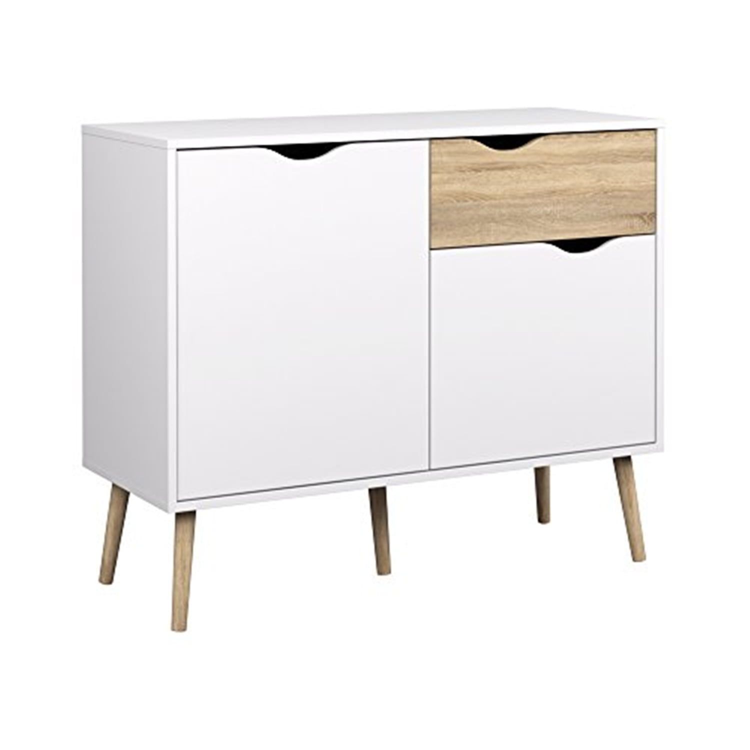 Diana 39" White and Oak Scandinavian Sideboard