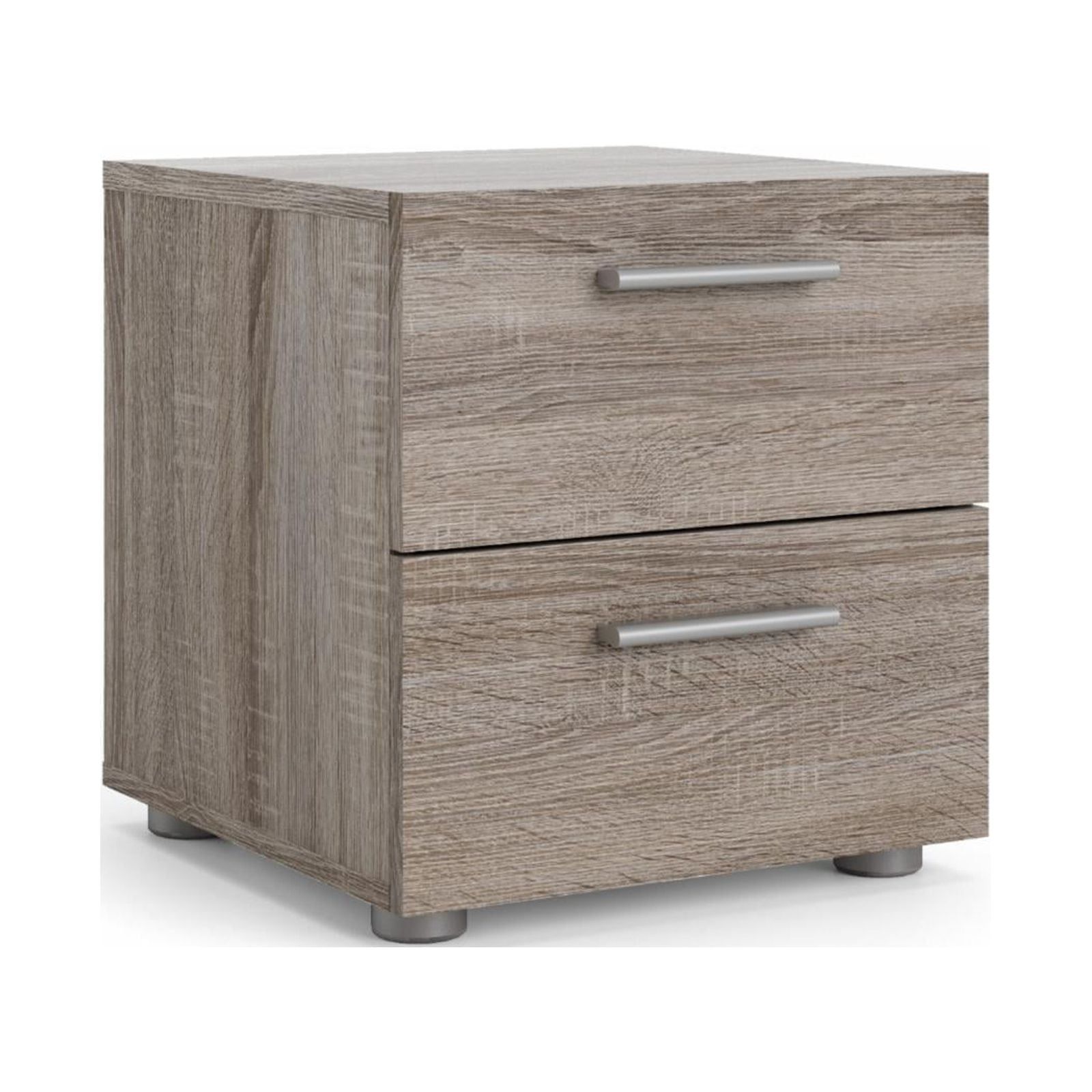 Truffle Transitional 2-Drawer Nightstand with Metal Accents