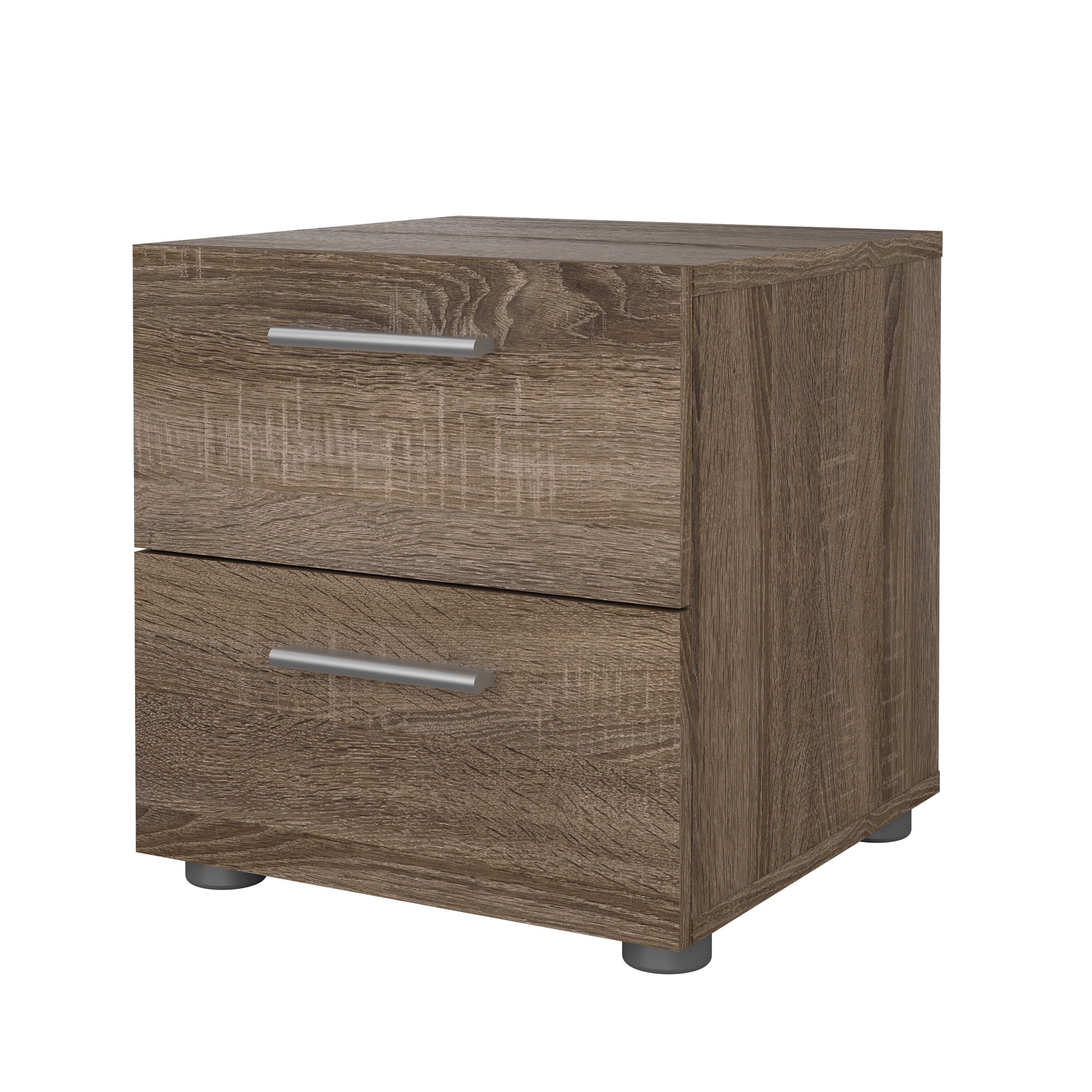 Truffle Transitional 2-Drawer Nightstand with Metal Accents