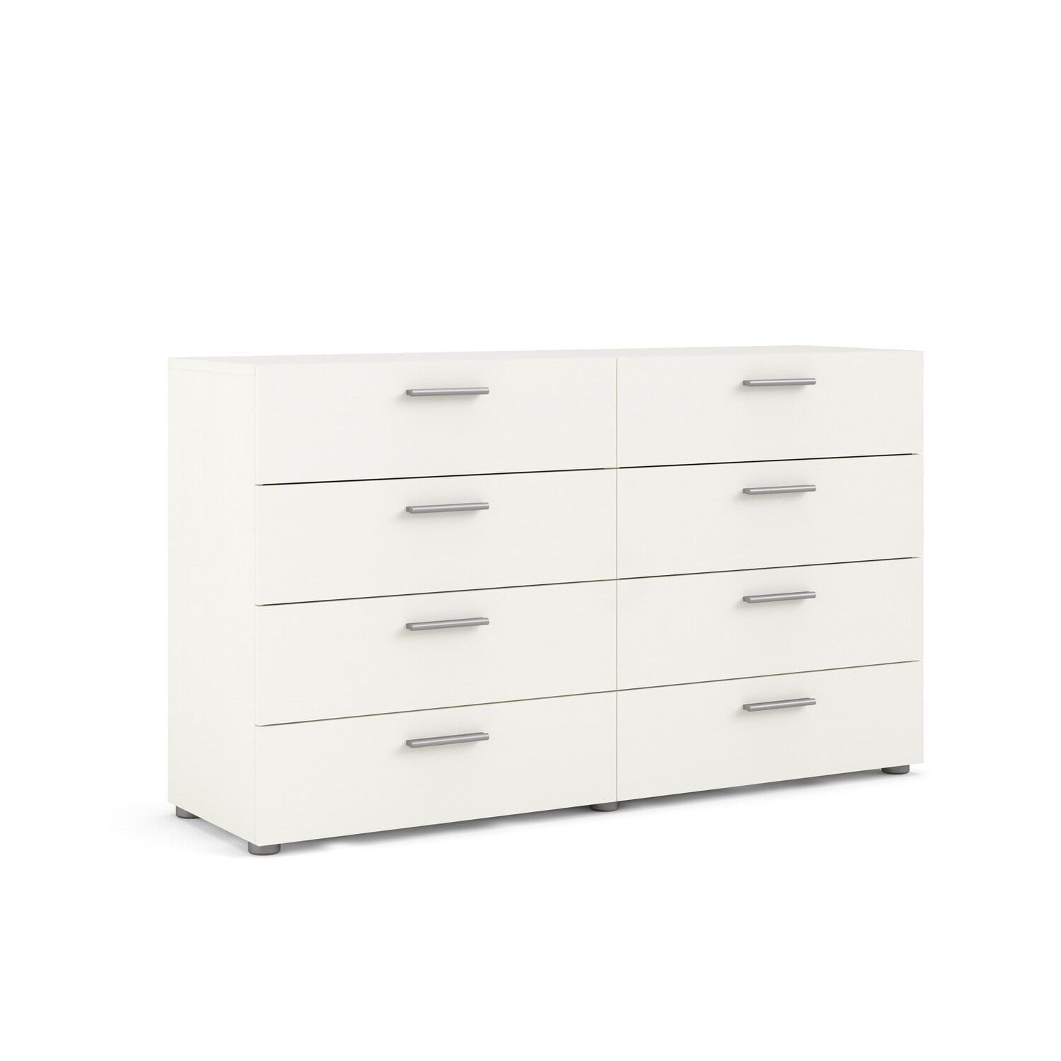 Chic White Woodgrain 8-Drawer Double Dresser with Metal Glides