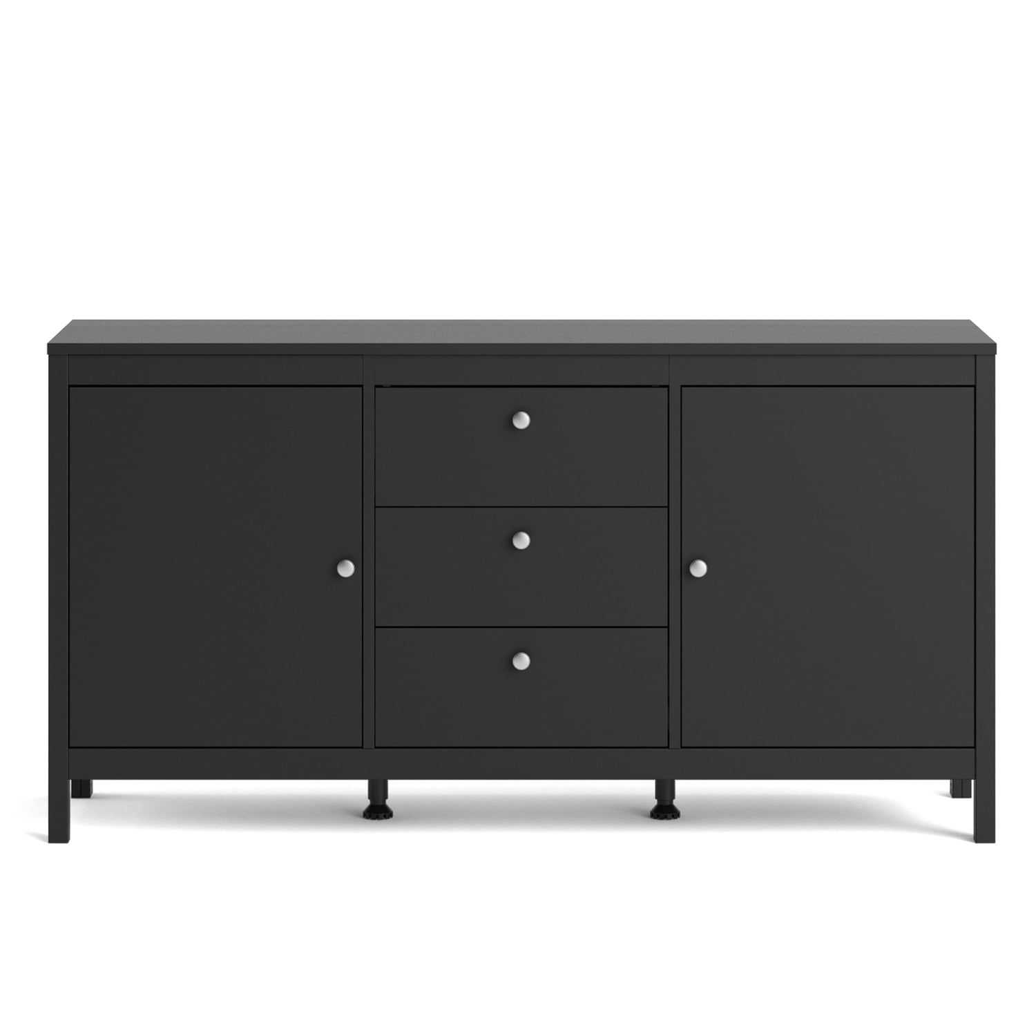 Madrid Black Matte 2 Door Sideboard with 3 Drawers