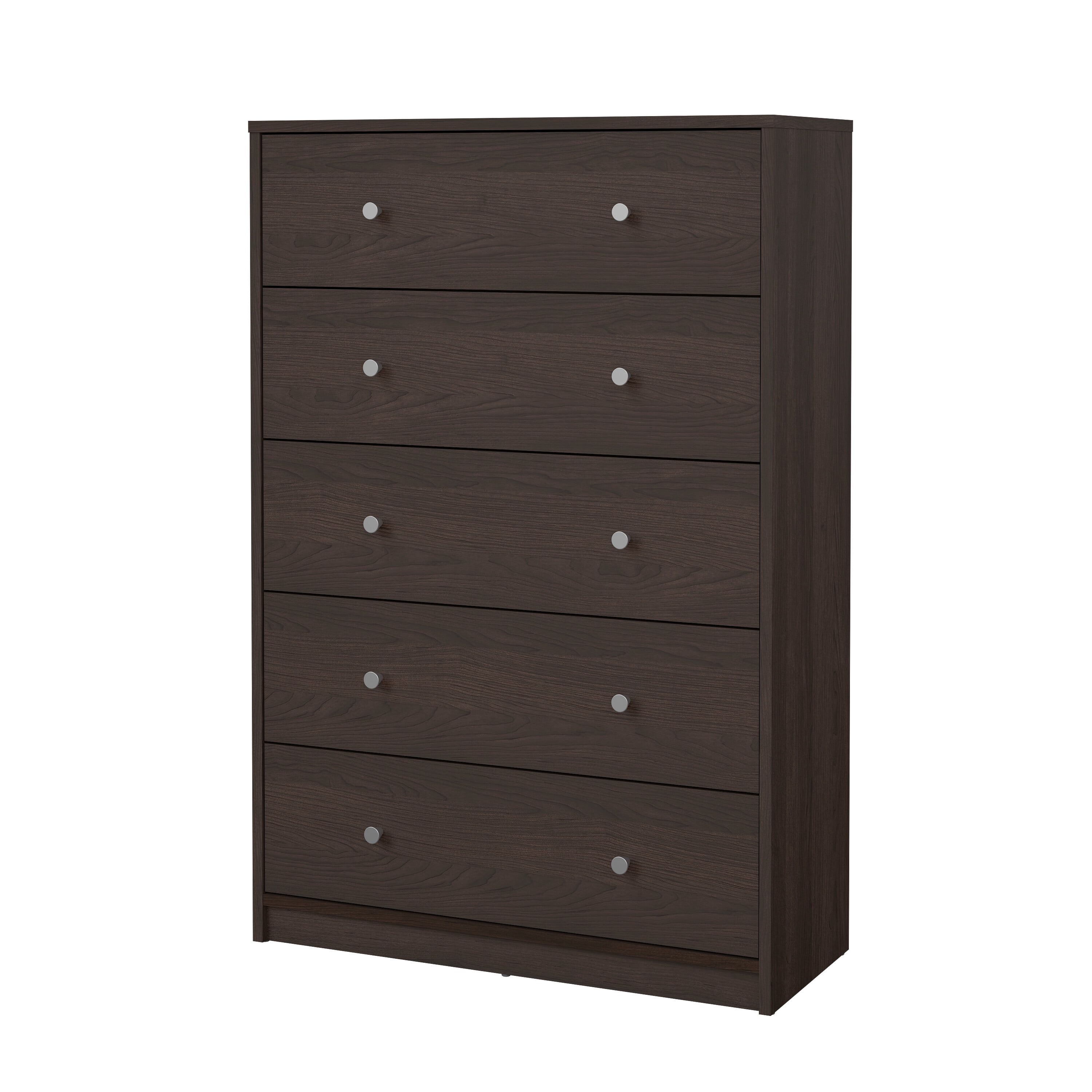 Portland Extra Deep 5-Drawer Vertical Chest in Coffee Brown