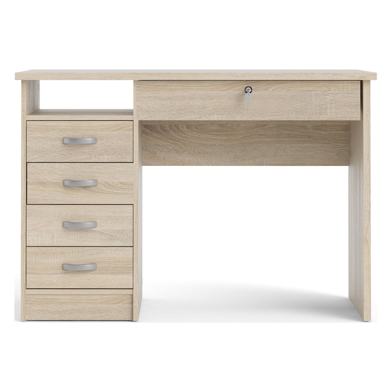 Walden Oak Structure Desk with 5 Drawers and Shelf