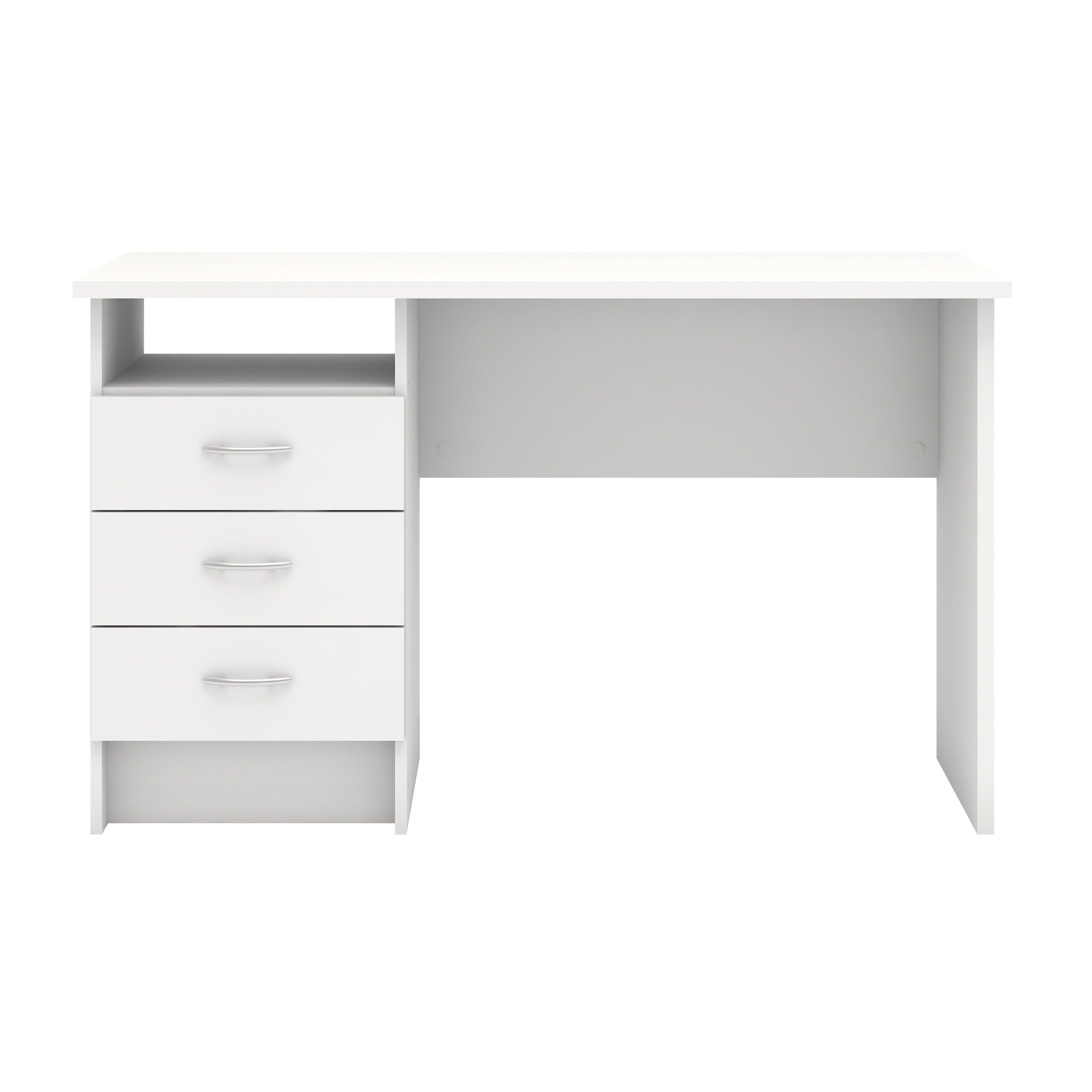 Whitman White Executive Desk with Drawers and Shelf