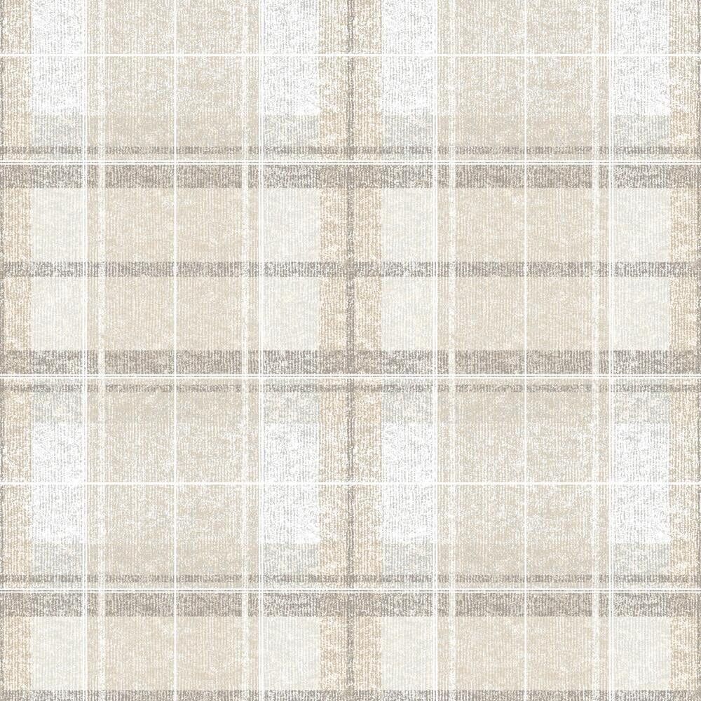 Beige Tweed Plaid Peel and Stick Wallpaper Roll