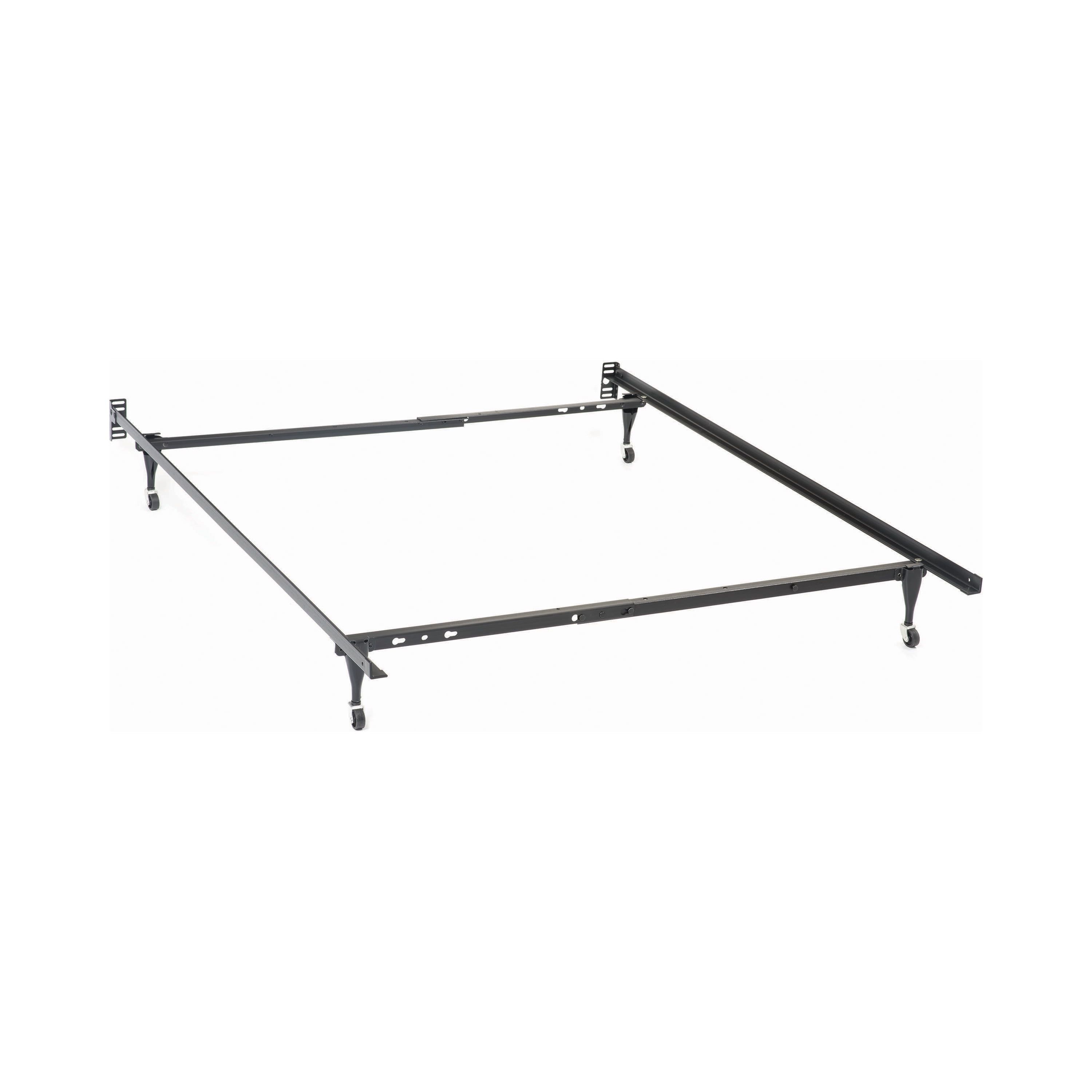 Black Metal Twin/Full Bed Frame with Rollers