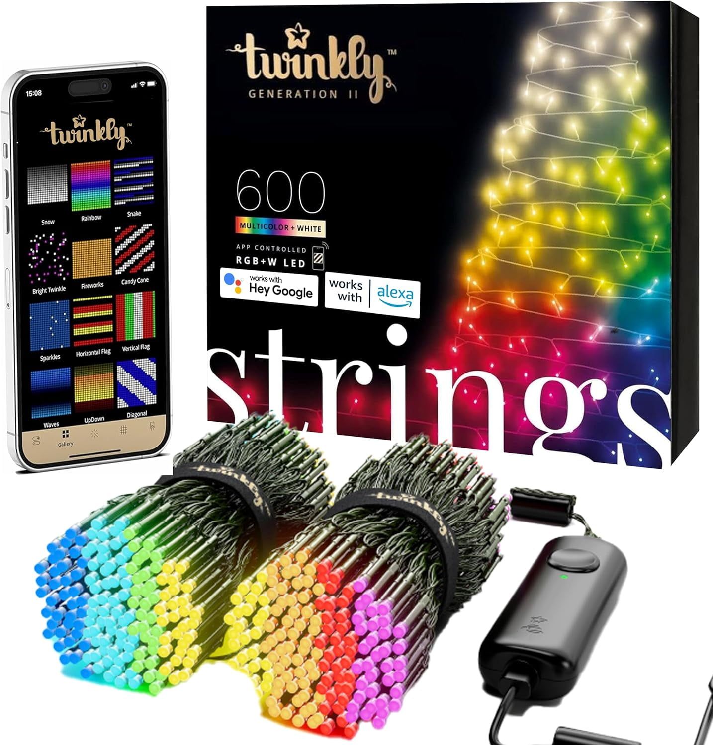 Twinkly 157.5ft Multicolor and White LED Smart String Lights