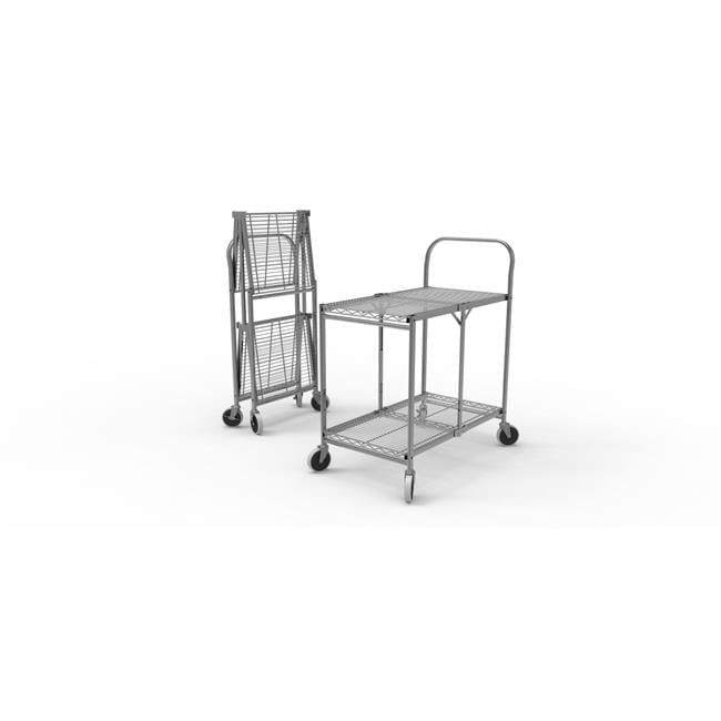 Heavy-Duty Chrome Two-Shelf Collapsible Utility Cart