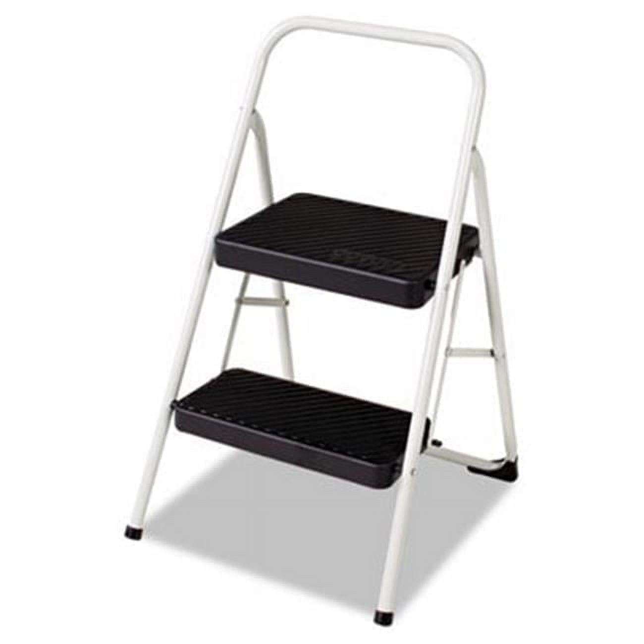 Gray Foldable Two-Step Steel Step Stool with Slip-Resistant Treads