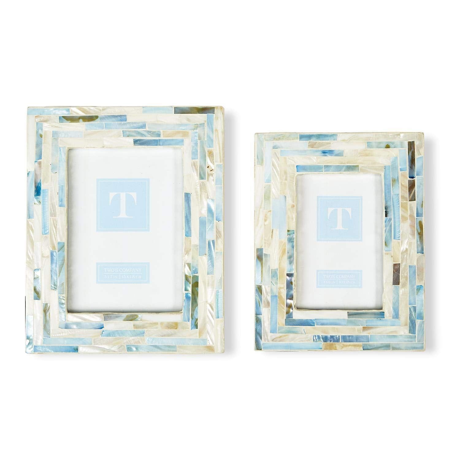 White and Blue Mother of Pearl 5x7 Ceramic Tabletop Frame