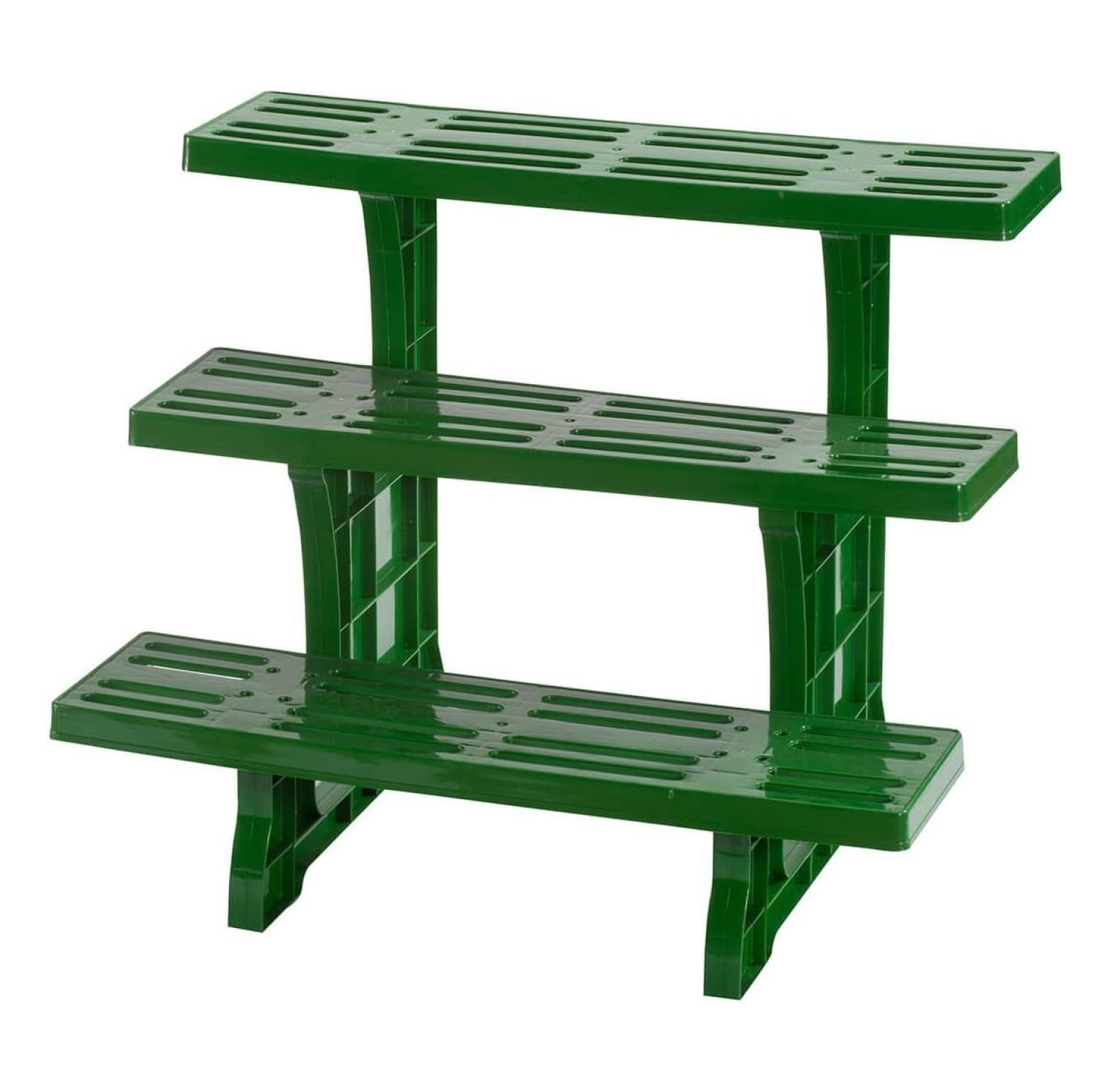 Green Plastic Triangular 3-Tier Indoor/Outdoor Plant Stand