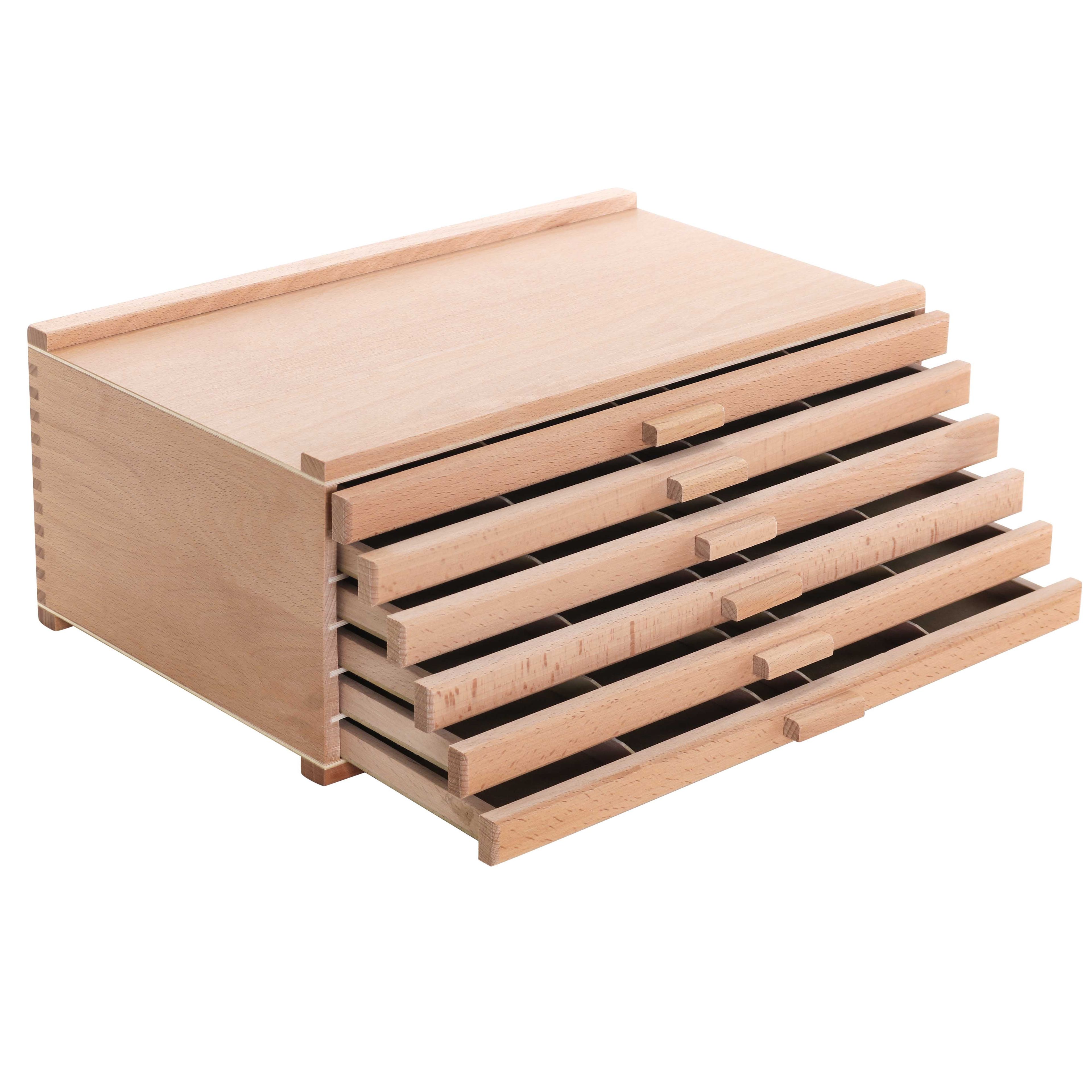 Natural Elm 6-Drawer Wooden Artist Storage Box