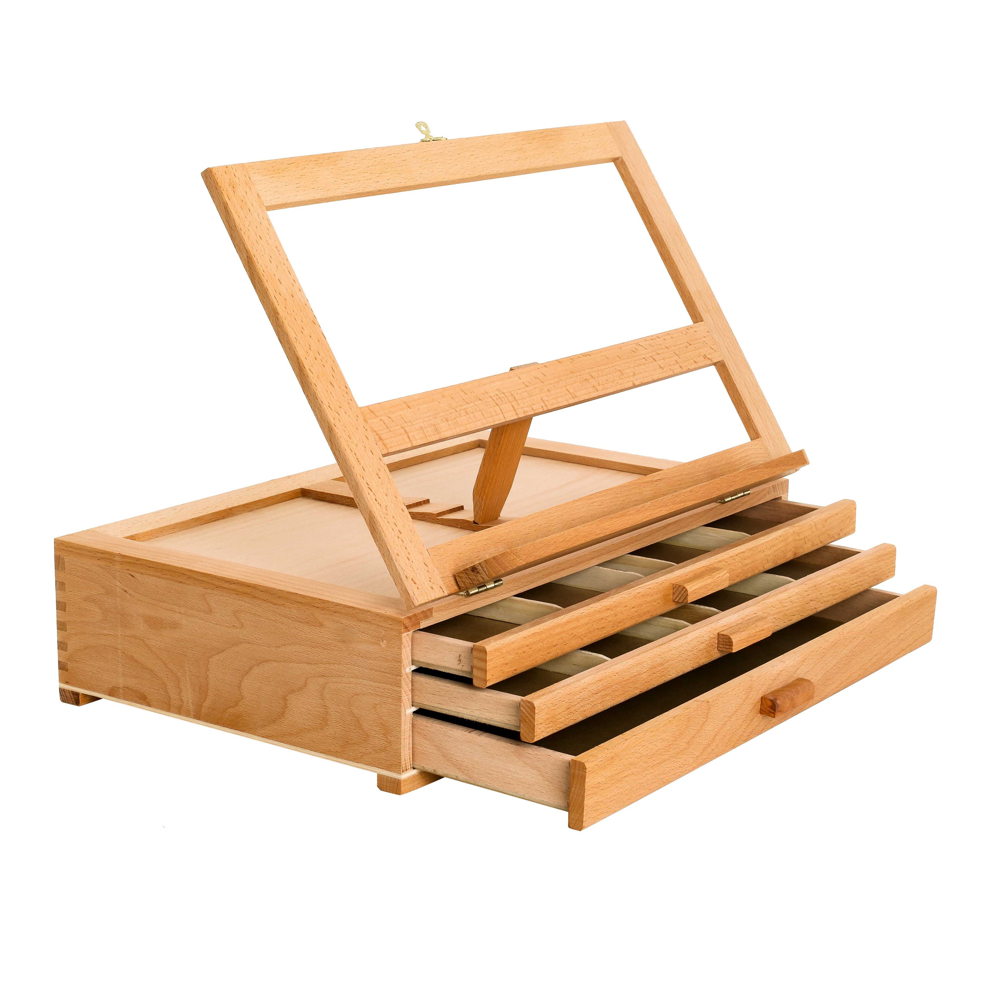 Beechwood Adjustable 3-Drawer Storage Box Easel