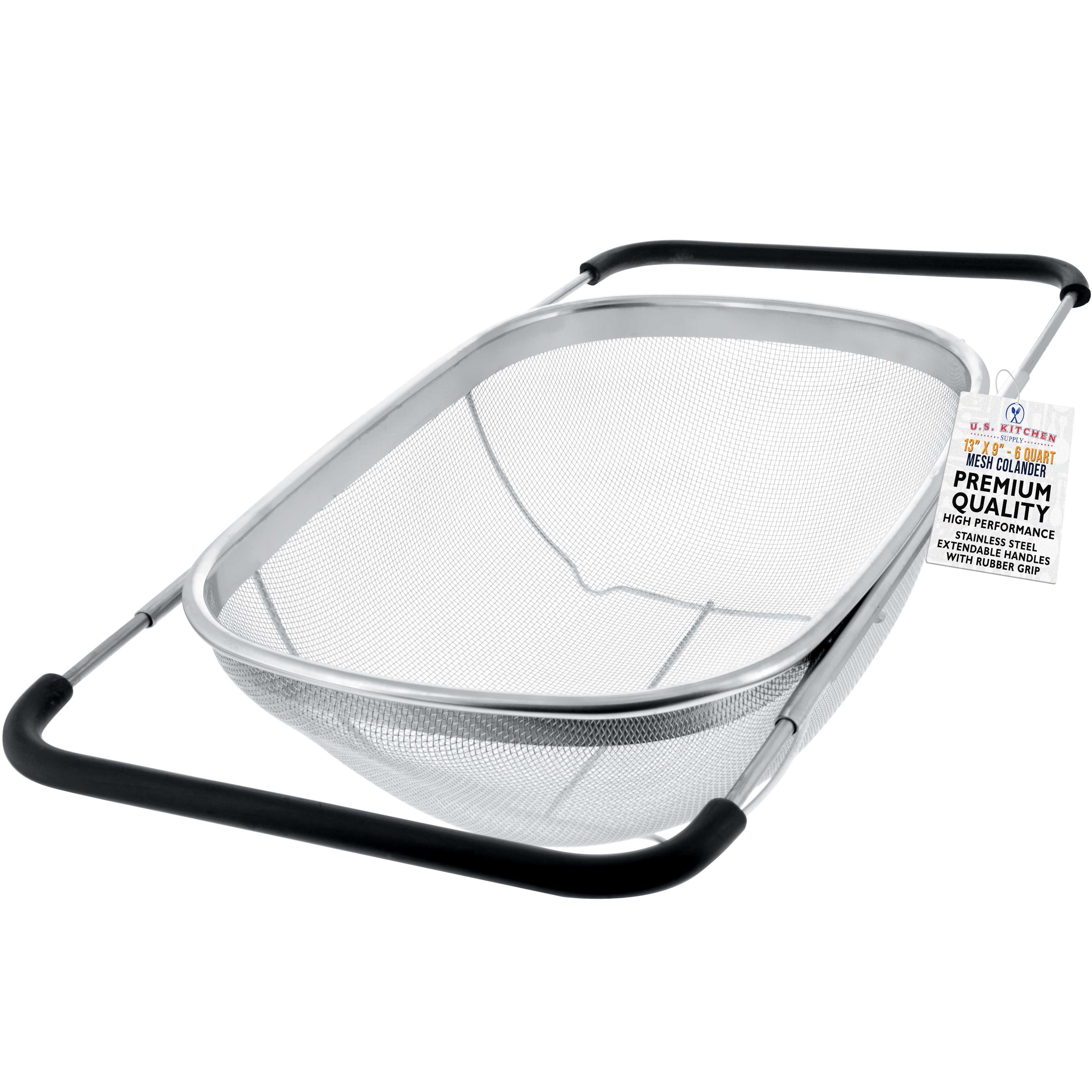 Stainless Steel Over-the-Sink Fine Mesh Colander with Extendable Handles