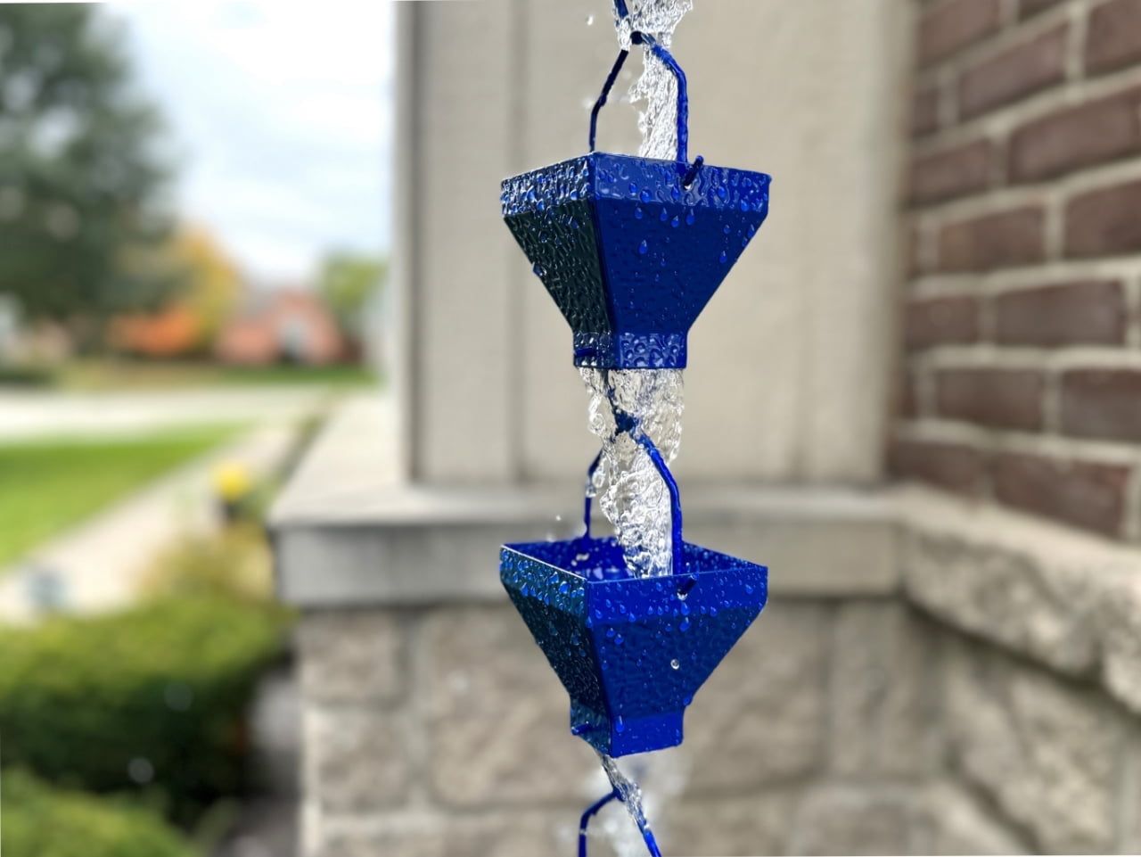 8.5 FT Blue Powder Coated Metal Rain Chain