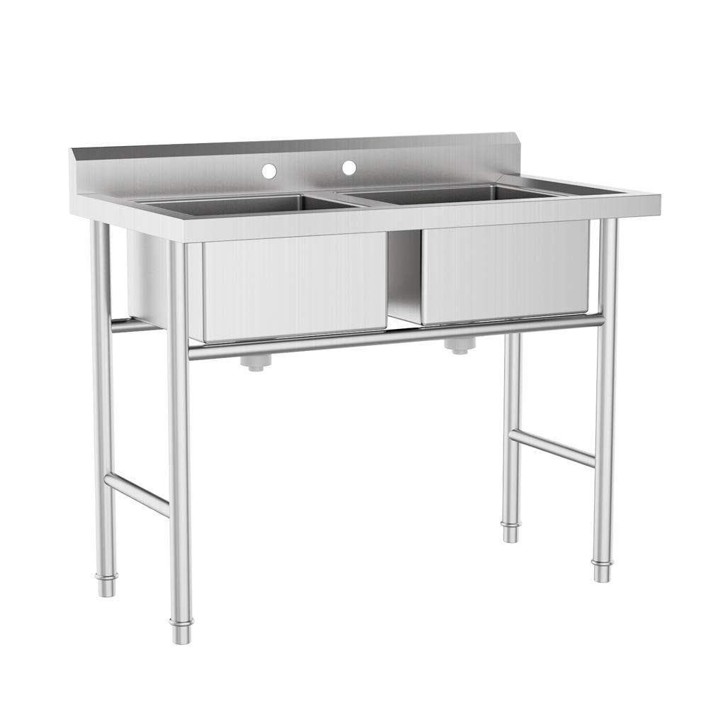 Silver Stainless Steel 36" Double Compartment Utility Sink