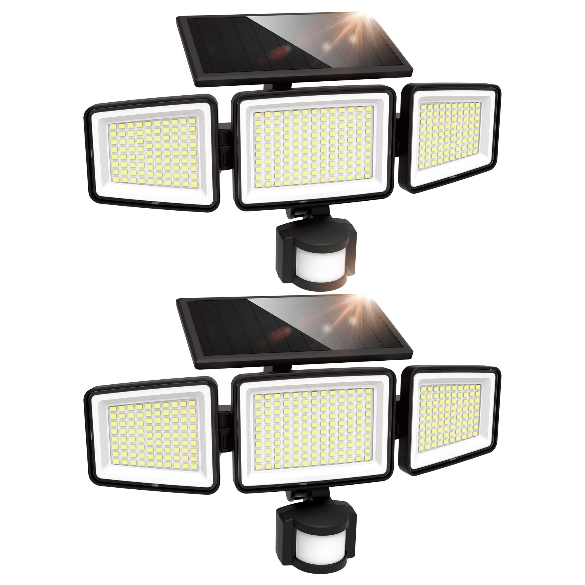 Solar Powered LED Security Flood Lights with Motion Sensor, 3000LM, Cool White, 2 Pack