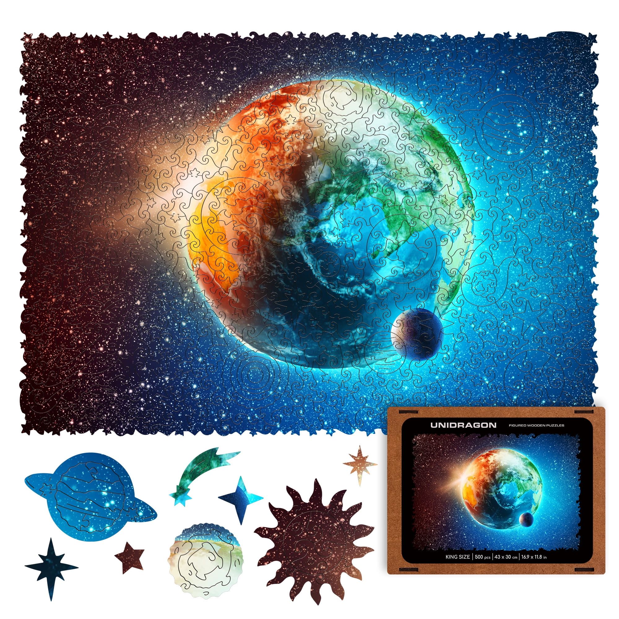 Enchanting Planet Earth Wooden Jigsaw Puzzle - 500 Unique Pieces