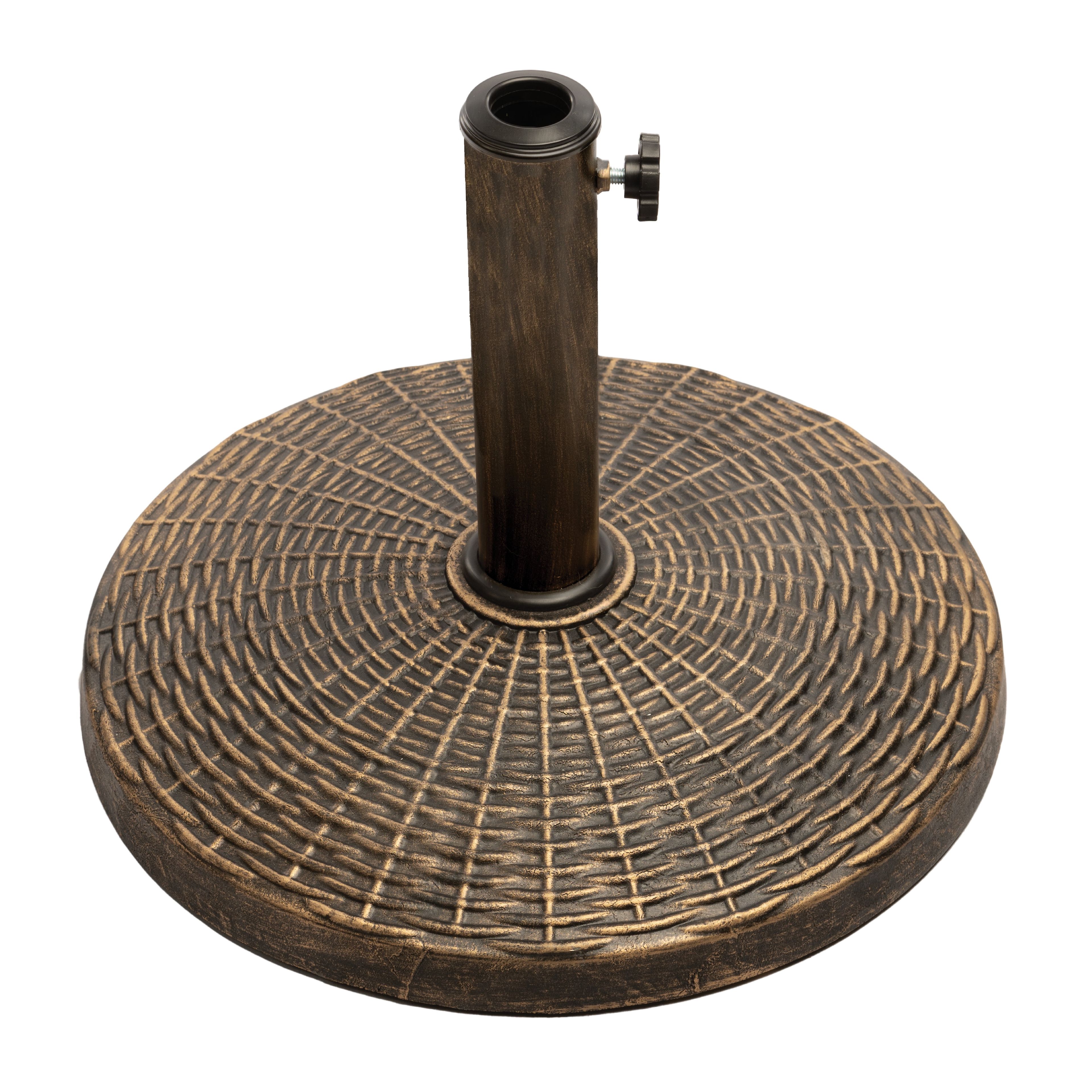 Bronze Wicker Pattern Plastic Patio Umbrella Base, 22lb