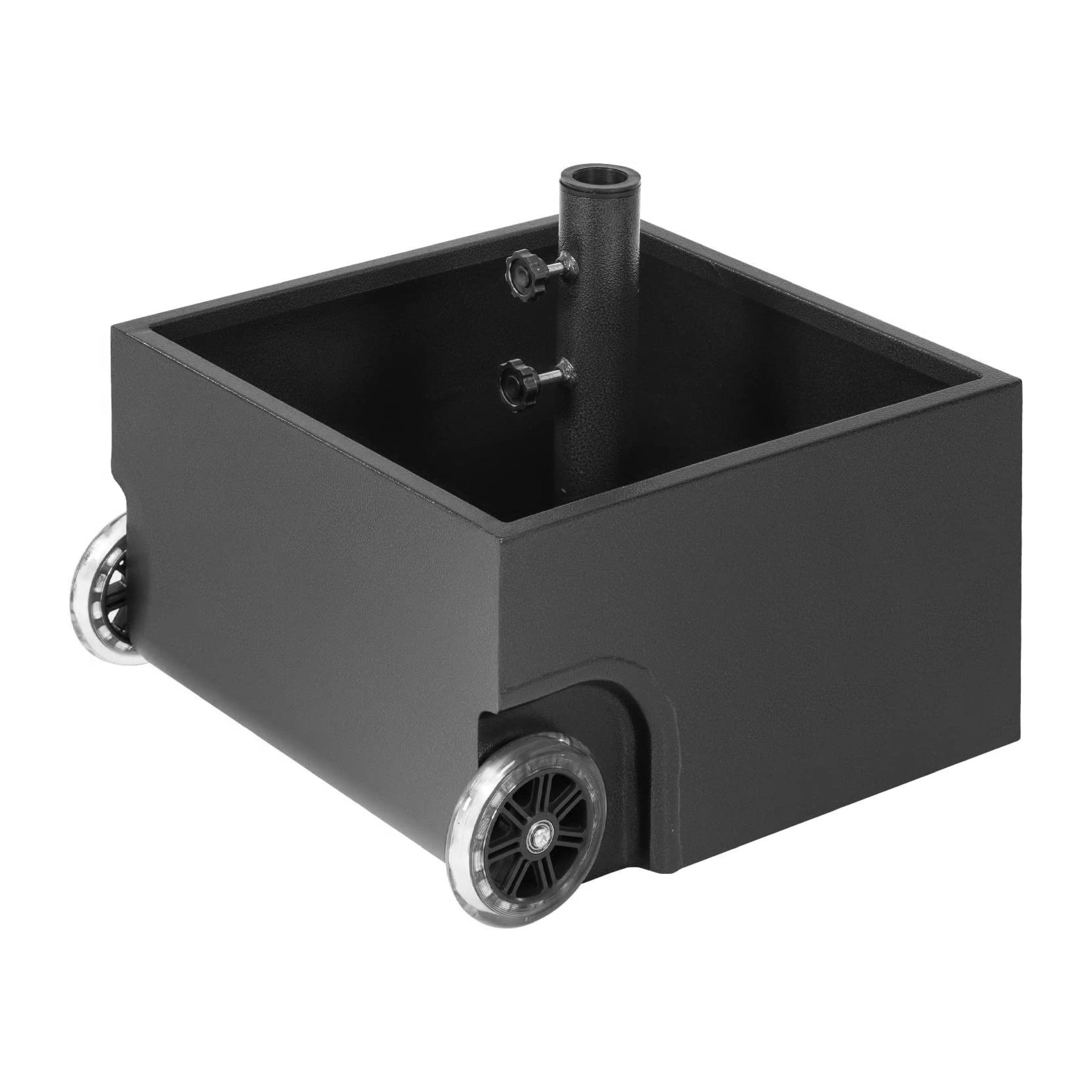 Black Steel Wheeled Umbrella Base Planter Box