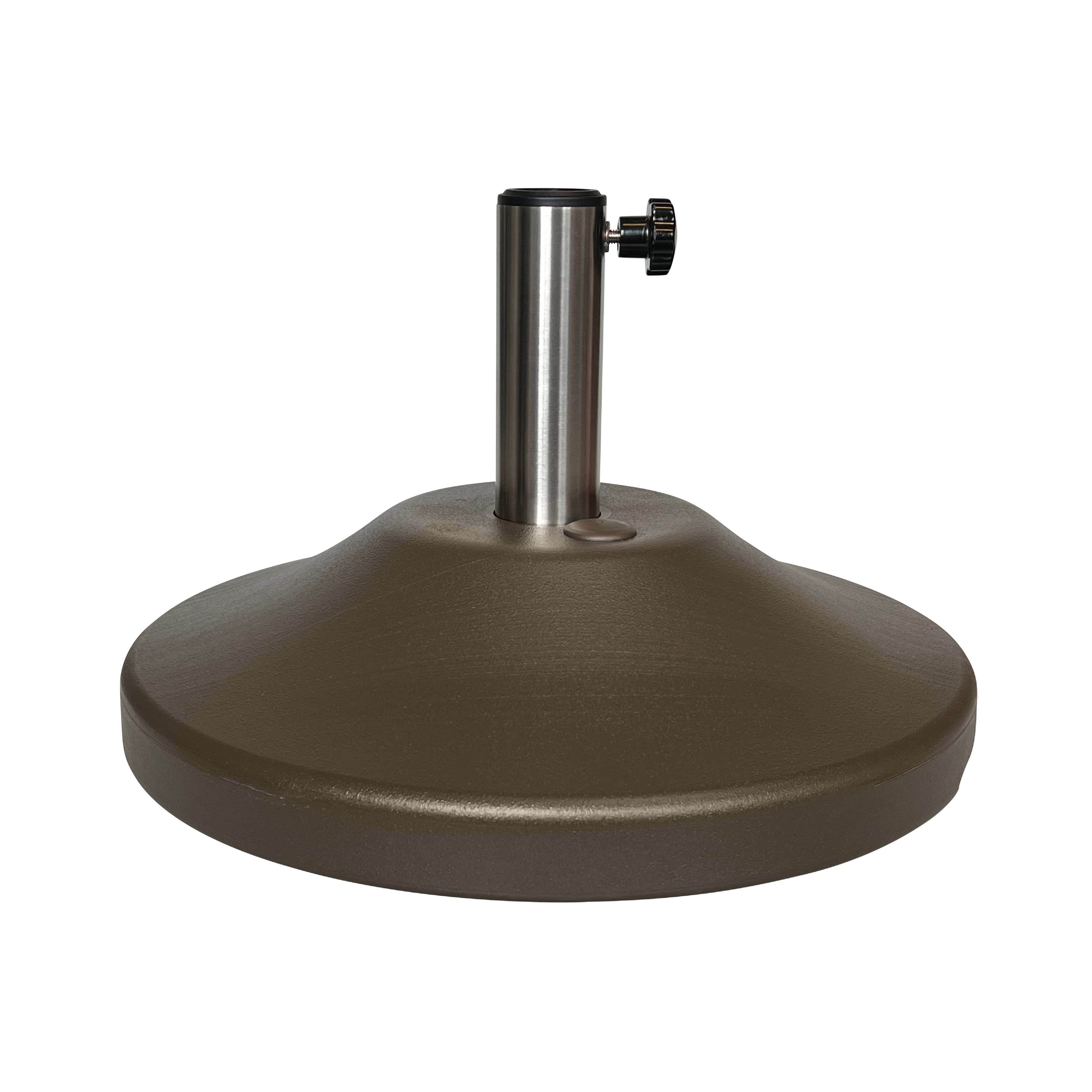 Bronze Concrete Wheeled Patio Umbrella Base with Stainless Steel Stem