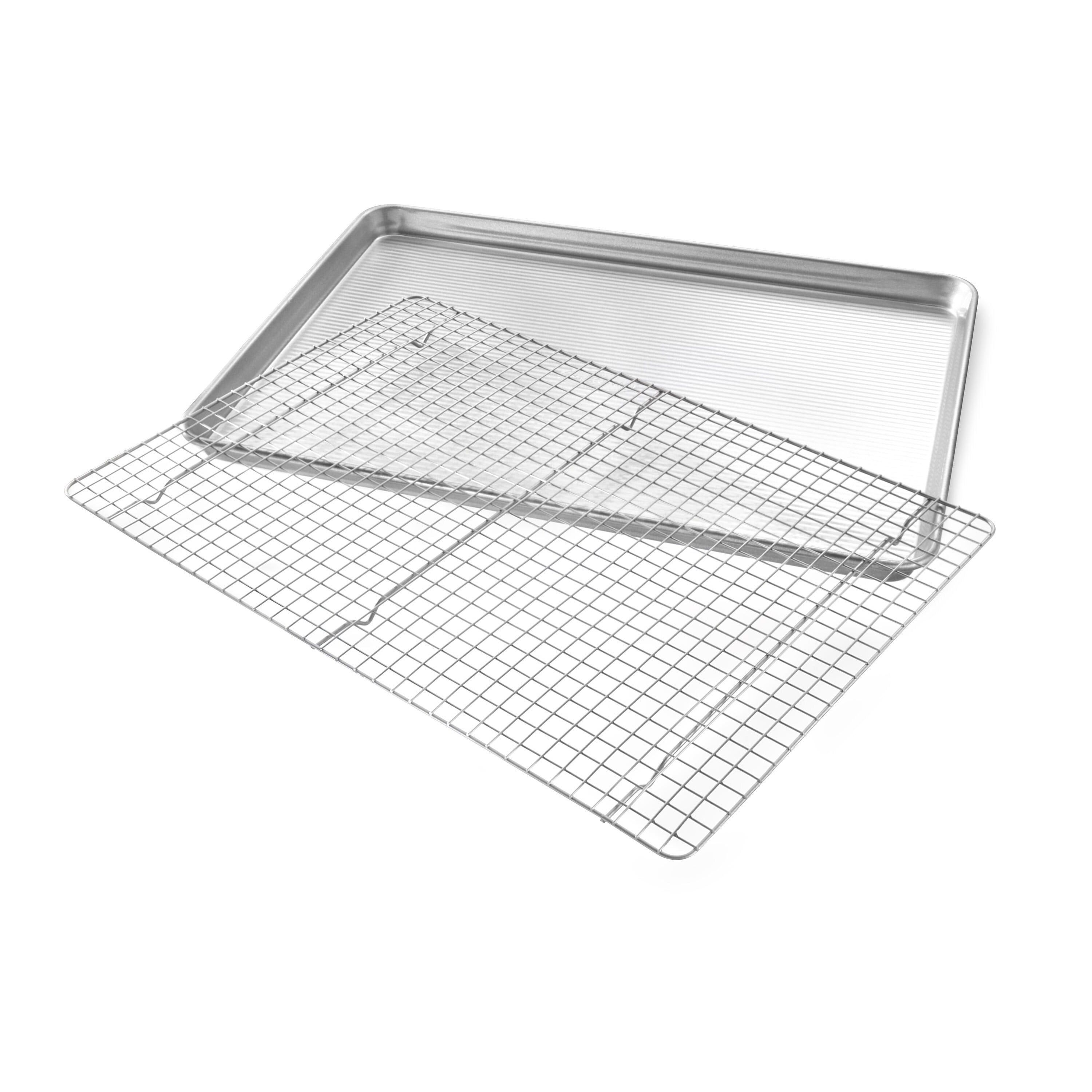 Silver Nonstick Half Sheet Pan with Cooling Rack Set