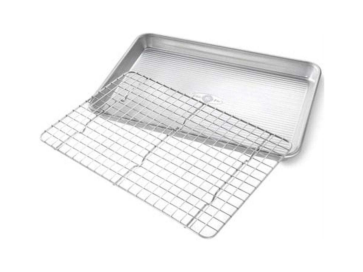 Rectangular Aluminum Nonstick Quarter Sheet Pan with Cooling Rack