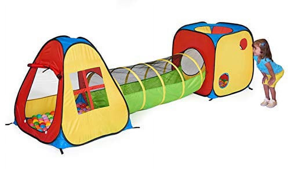 Colorful 3-in-1 Kids Play Tent with Tunnel and Ball Pit