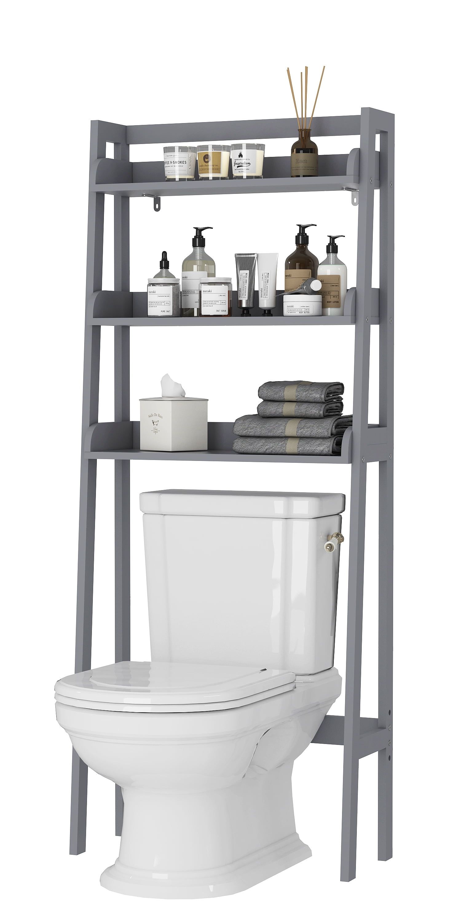 Gray 3-Tier Over Toilet Bathroom Organizer Shelf