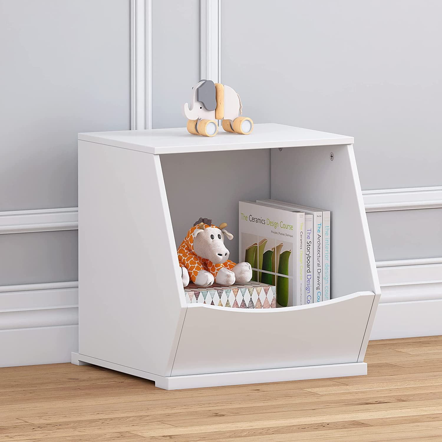 White Stackable Kids Toy Storage Cubby Organizer