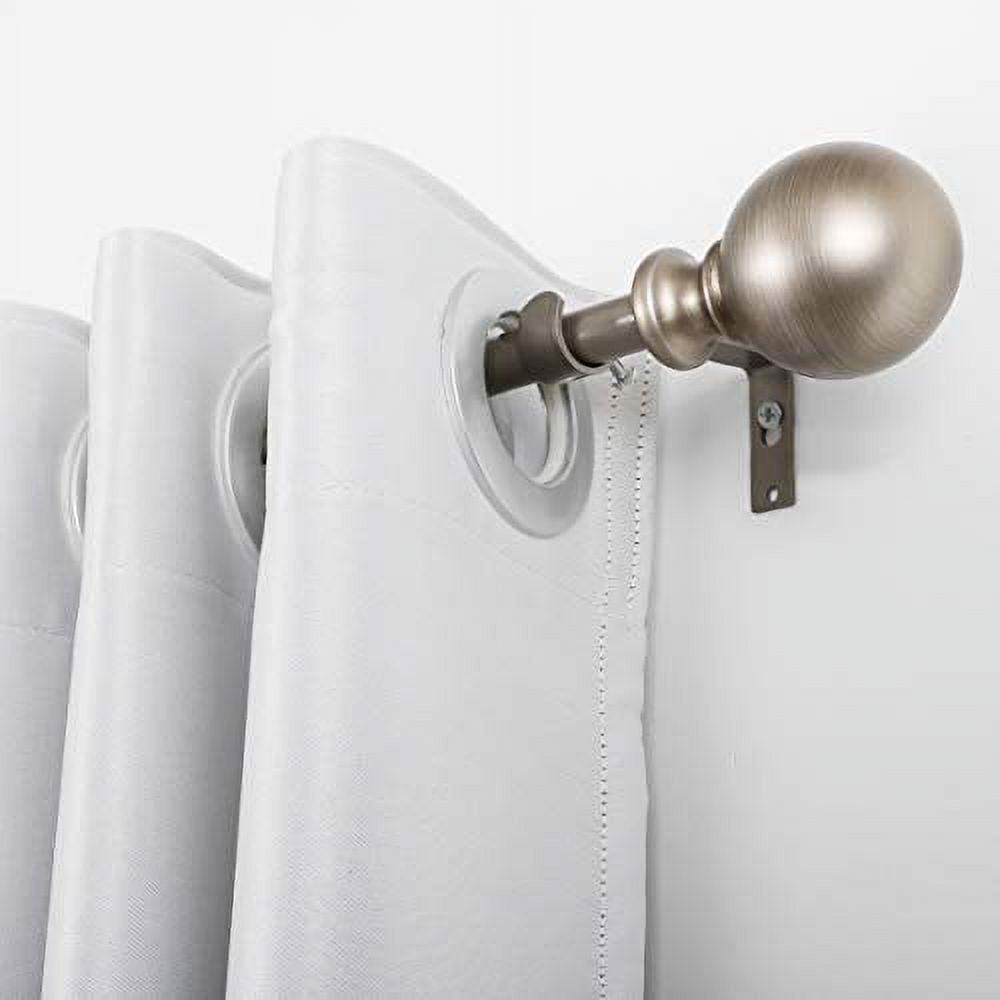 Satin Nickel Adjustable Curtain Rod with Round Finials, 28-48 in