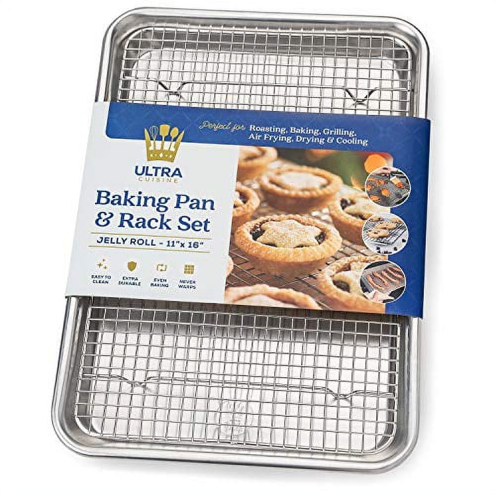 Ultra Cuisine Stainless Steel and Aluminum Jelly Roll Baking Pan Set