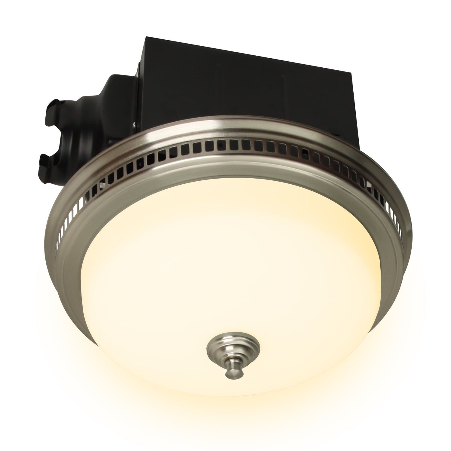 Brushed Nickel Ceiling Mount Bathroom Exhaust Fan with LED Light