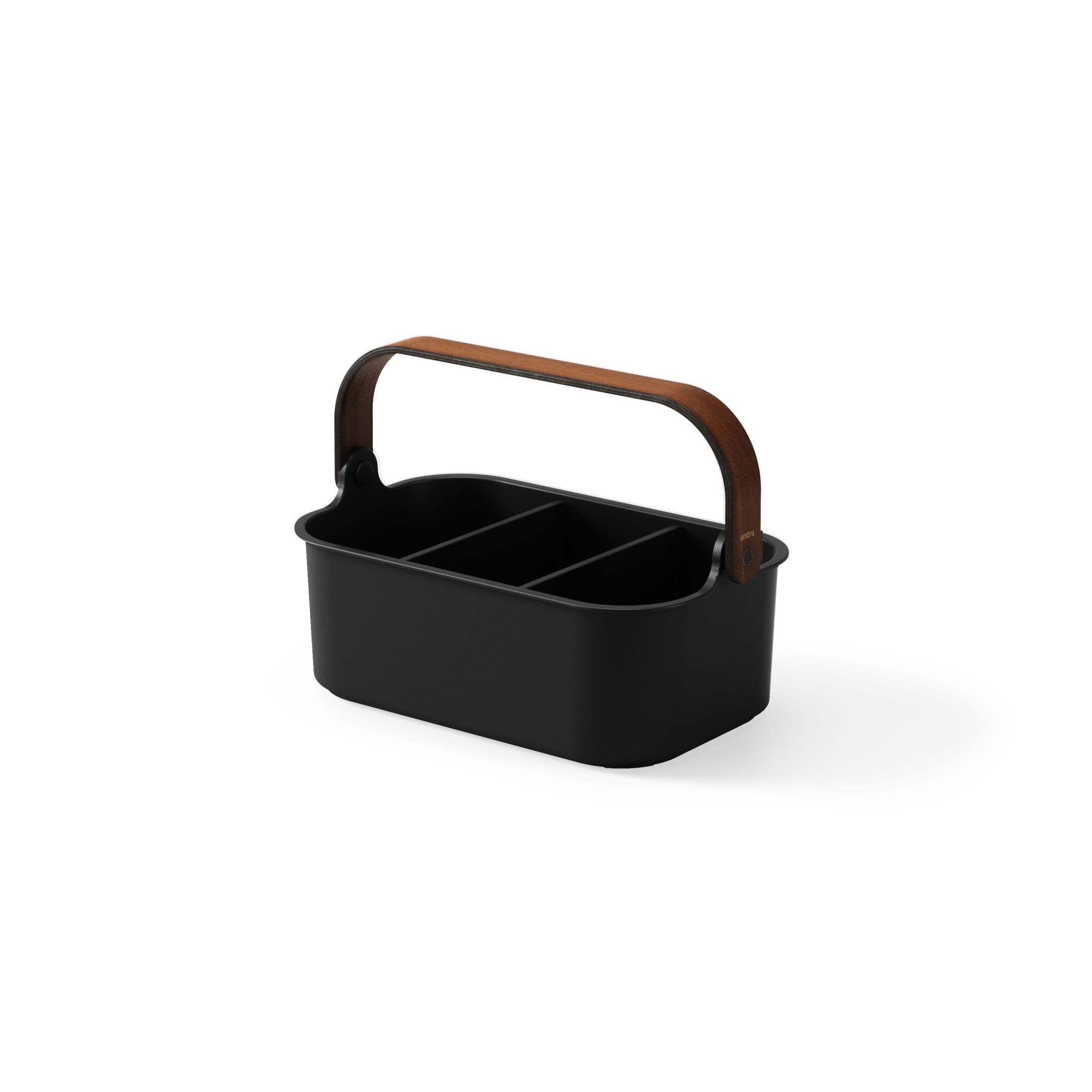 Bellwood Black and Walnut Stackable Storage Bin with Handle